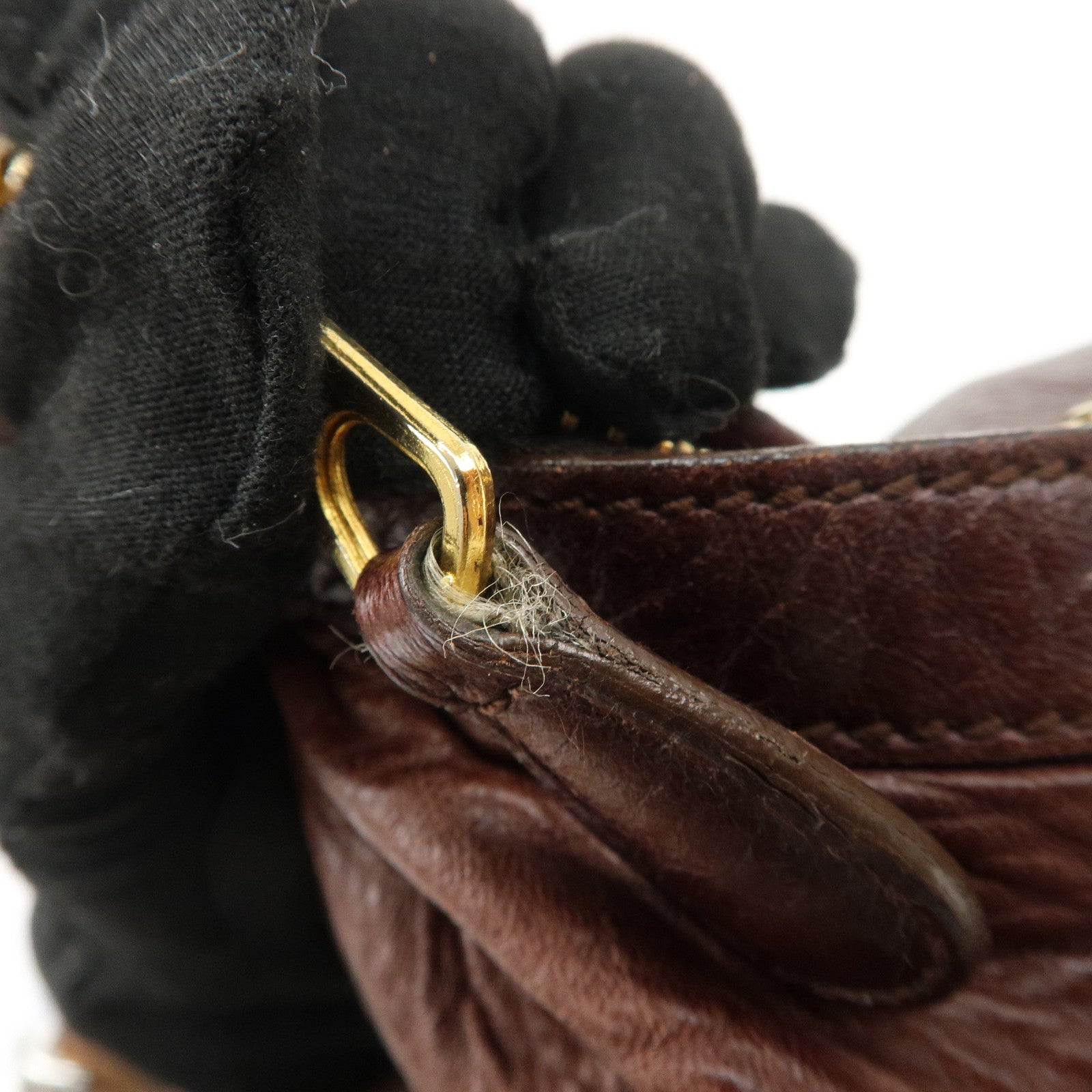 BALENCIAGA Leather Shoulder Bag Brown 497717 Used