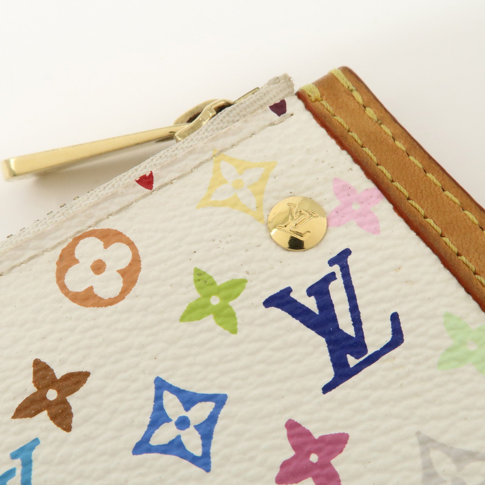 Louis Vuitton Monogram Multicolor Pochette Cles Blanc M92655 Used