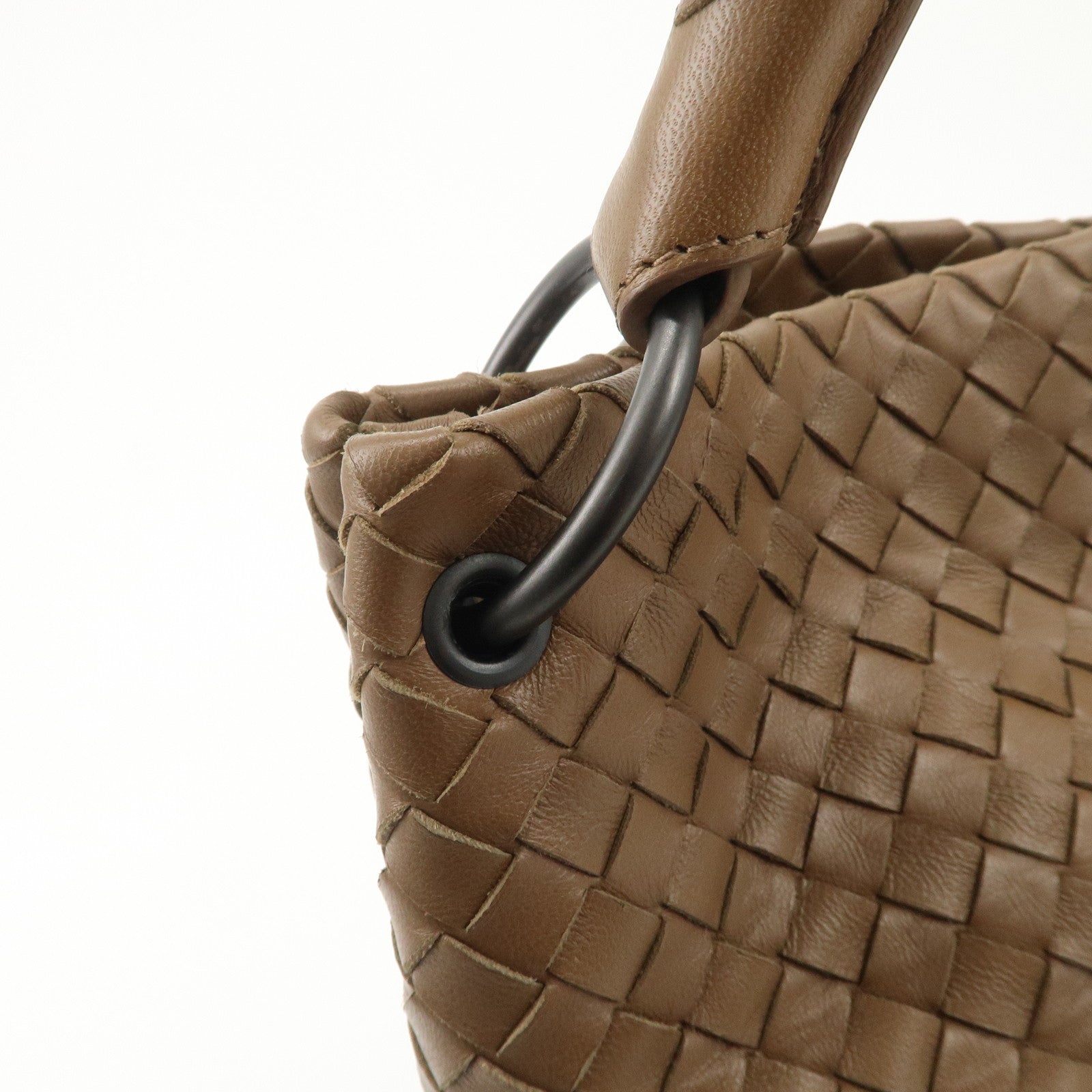 BOTTEGA VENETA Intrecciato Leather Shoulder Bag Brown Used
