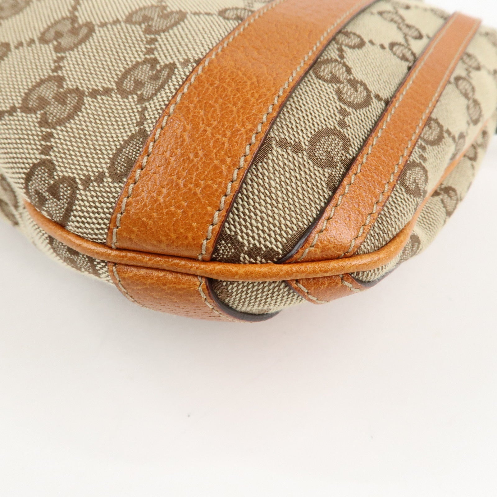 GUCCI GG Canvas Leather 2Way Shoulder Bag Beige Brown 146246 Used