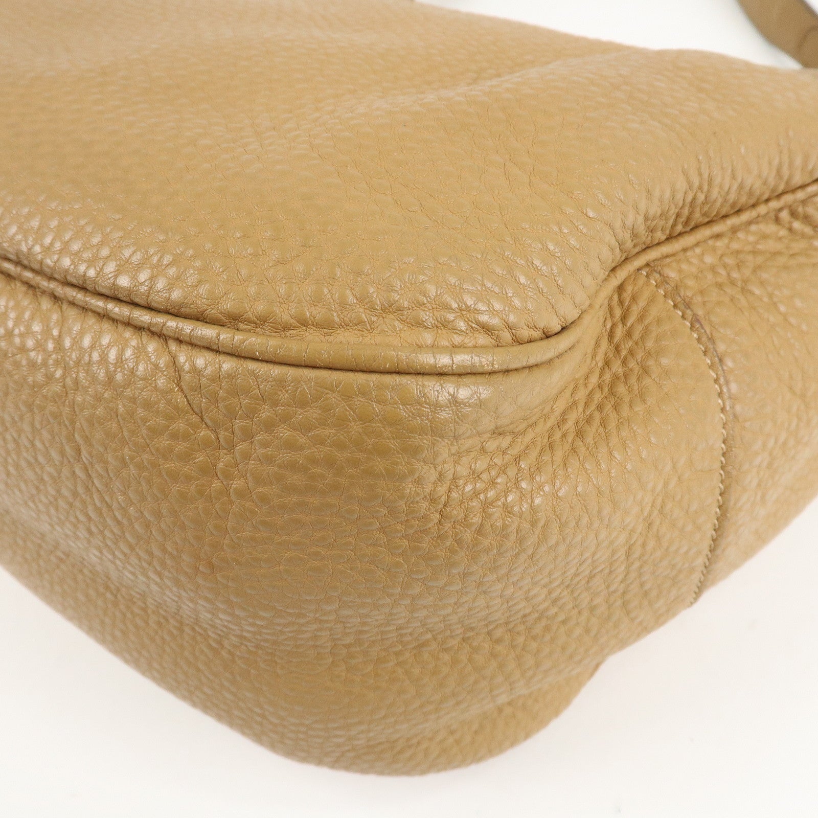 PRADA Leather Shoulder Bag Hand Bag Beige Used