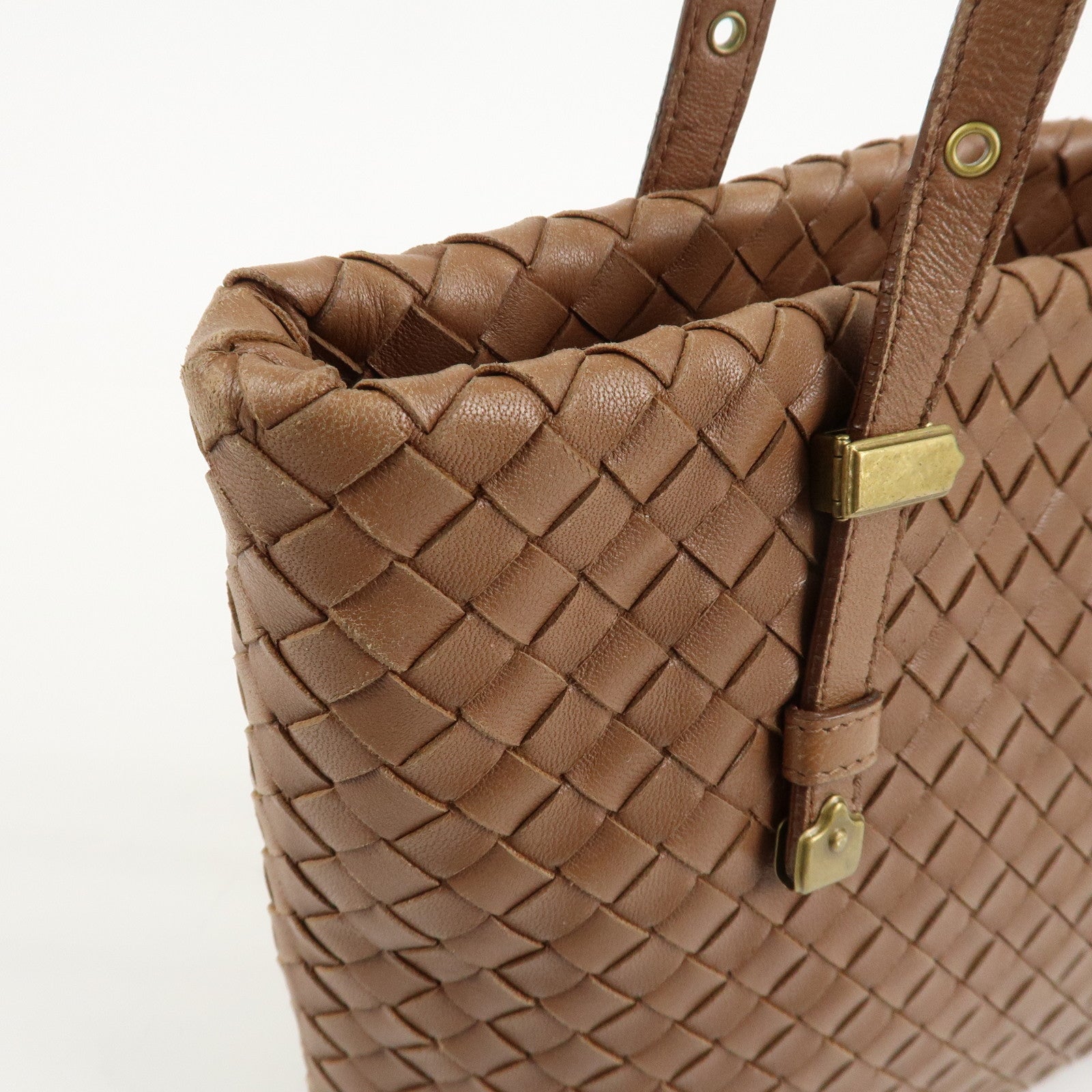 BOTTEGA VENETA Intrecciato Leather Tote Bag Brown 162937 Used