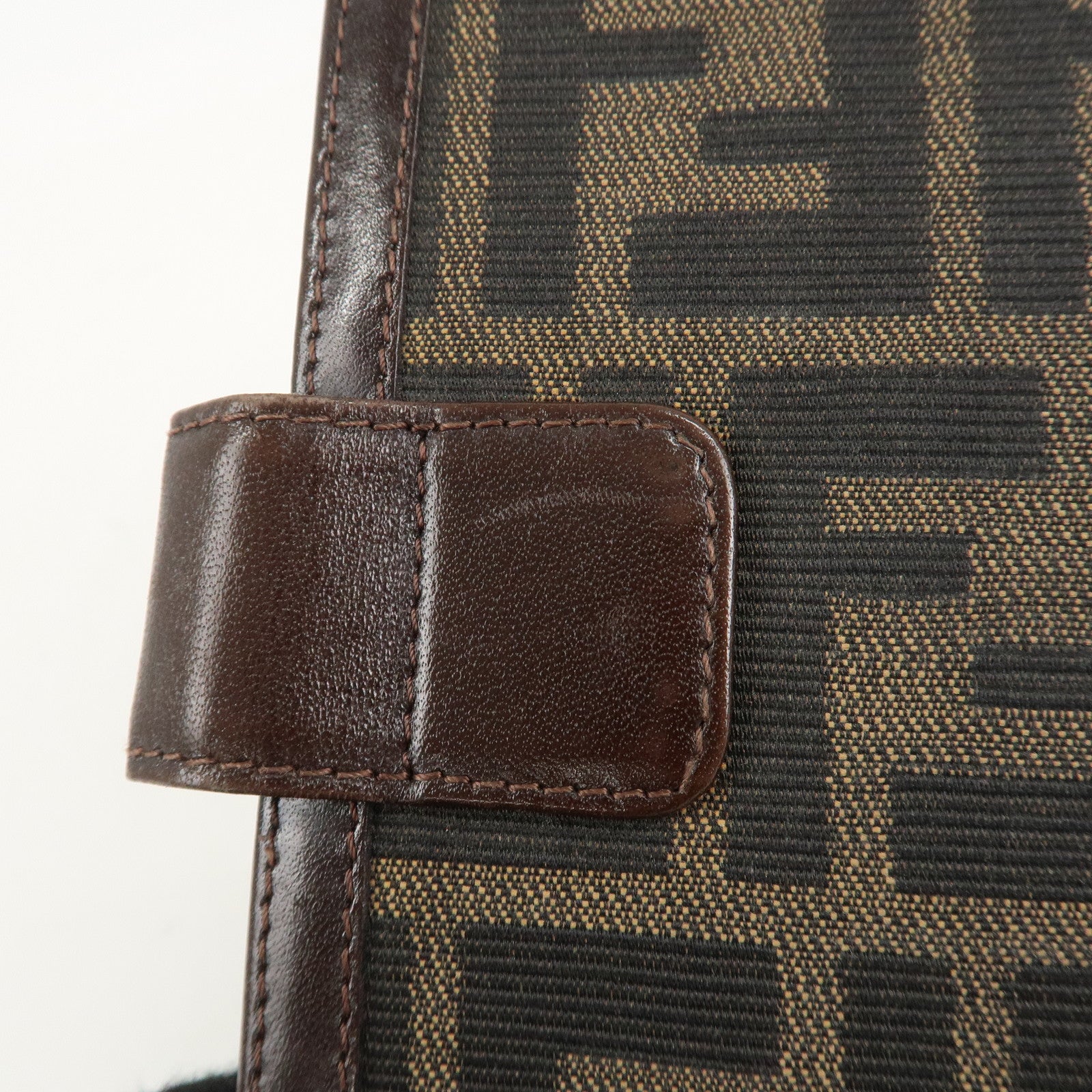 FENDI Zucca Canvas Leather Agenda Planner Cover Brown Used