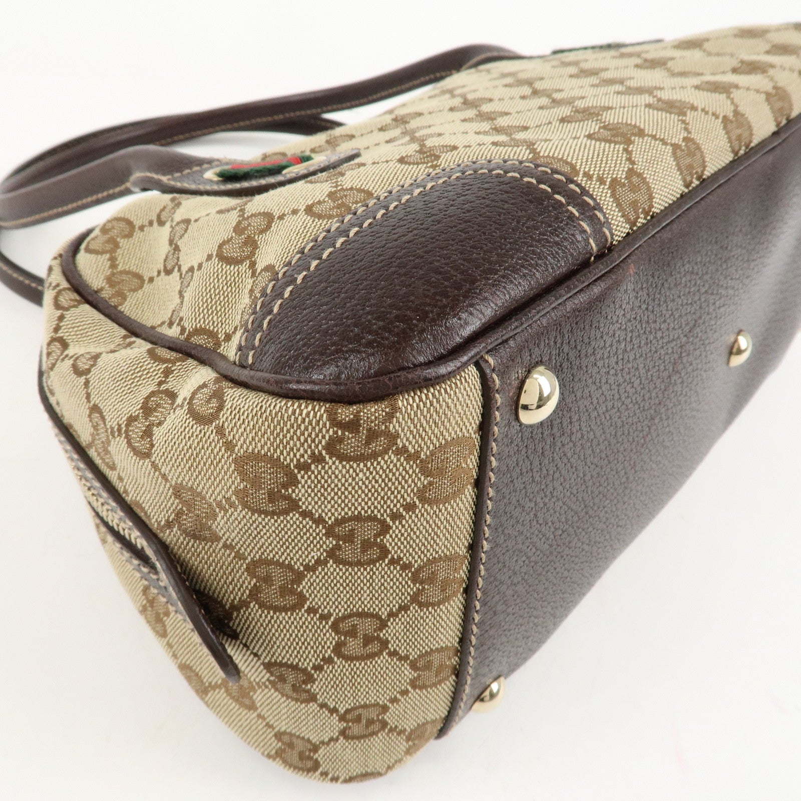 GUCCI Princy Sherry GG Canvas Leather Shoulder Bag Hand Bag 161720 Used