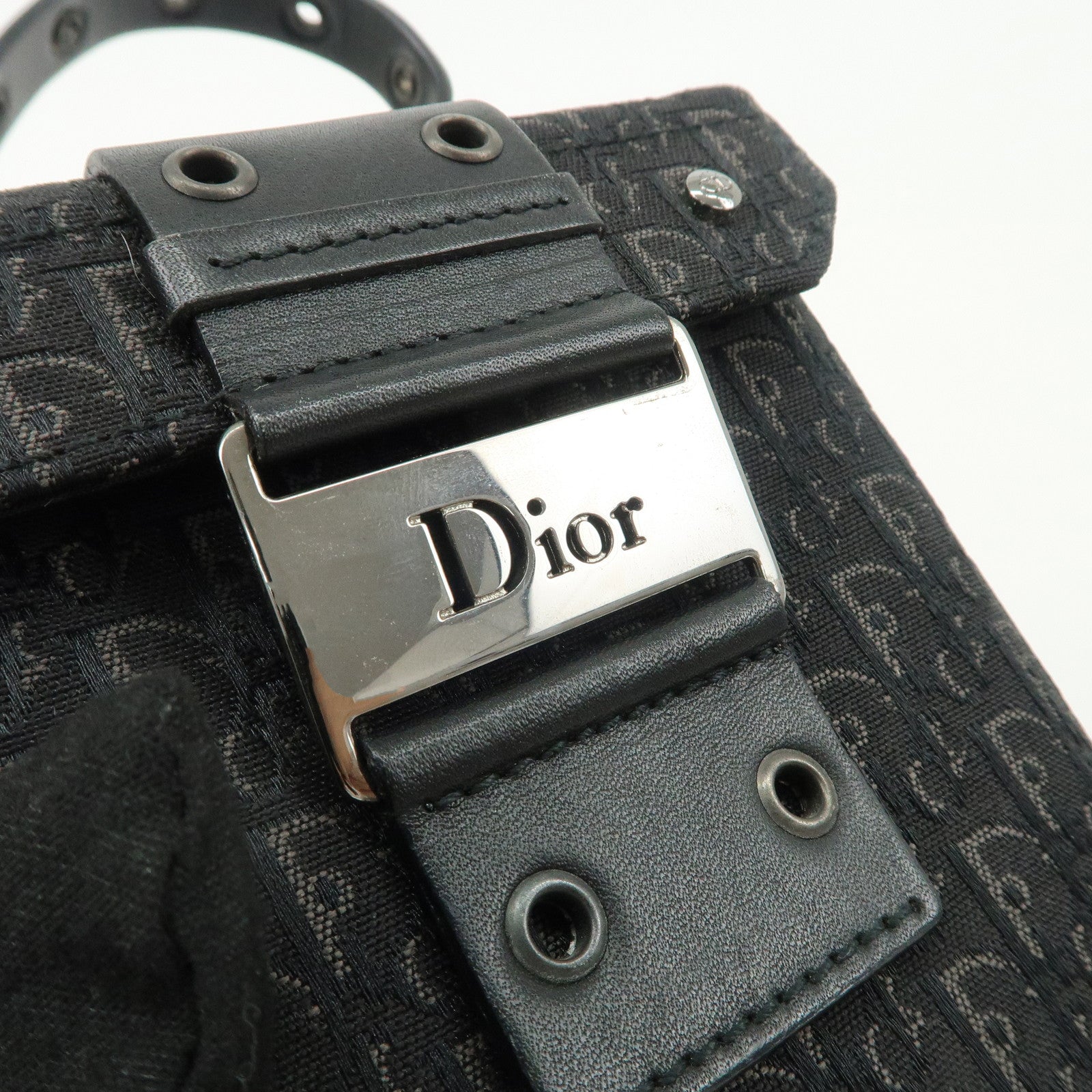 Christian Dior Street Chic Trotter Canvas Leather Vanity Bag Black Used