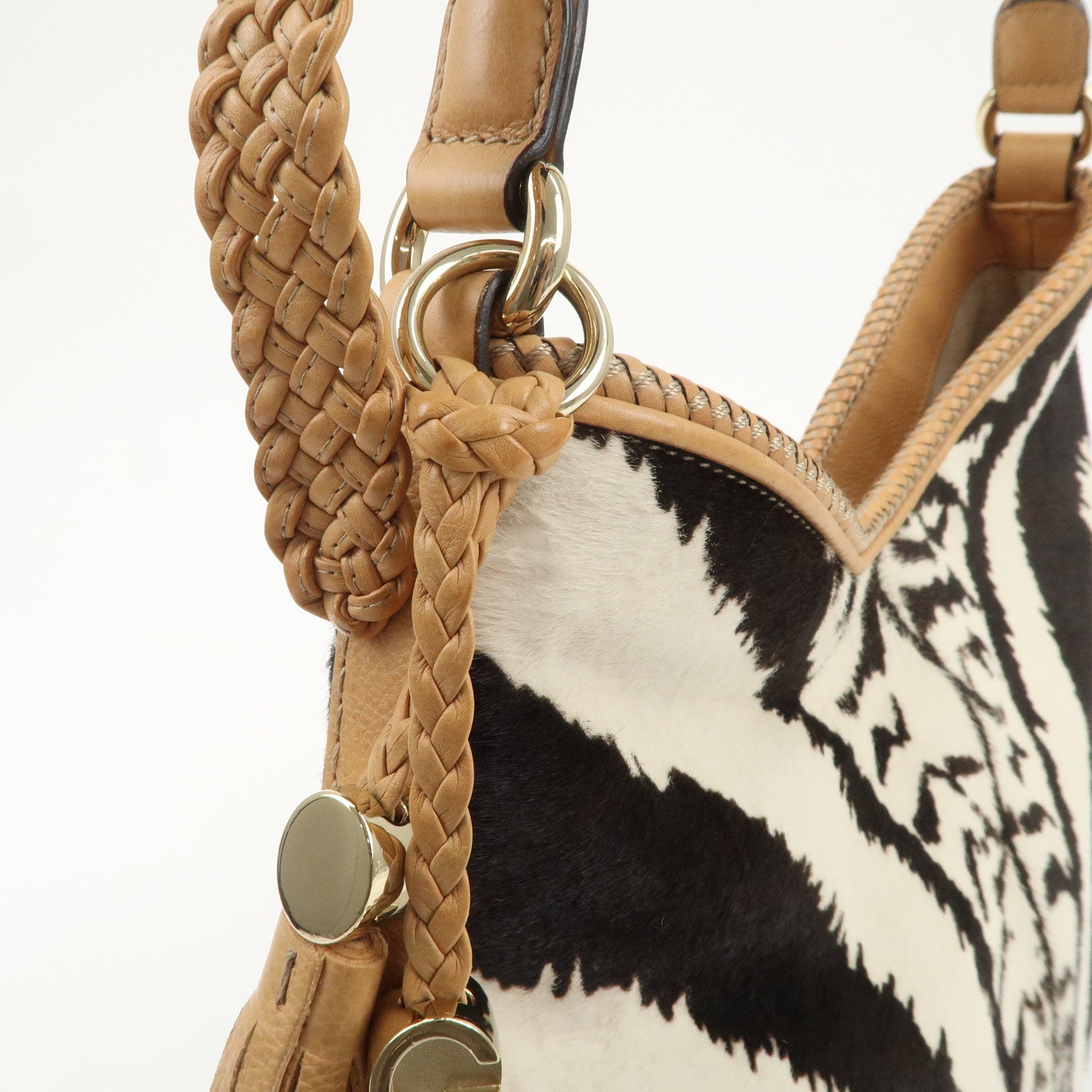 GUCCI Haraco Leather One Shoulder Bag Zebra 257026 Used