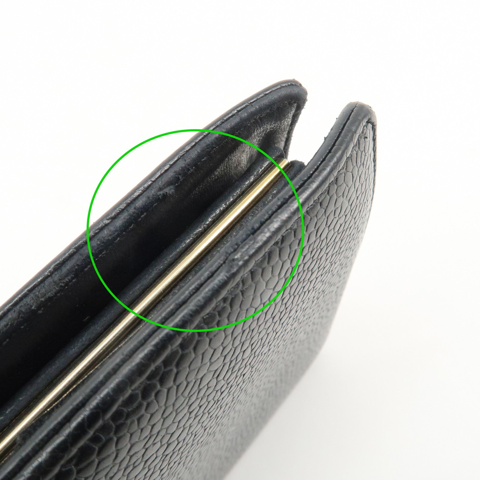 CHANEL COCO Mark Caviar Skin Bi-fold Wallet Black Used