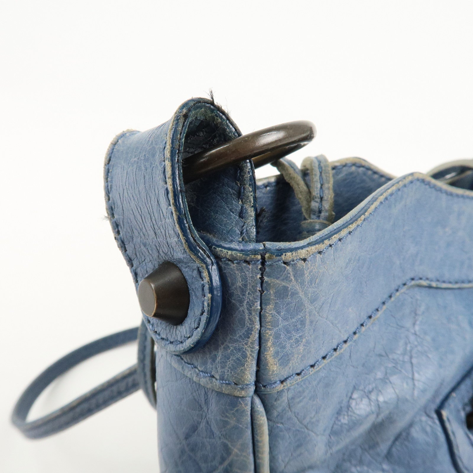 BALENCIAGA The Hip Leather Shoulder Bag Hand Bag Blue 242803 Used