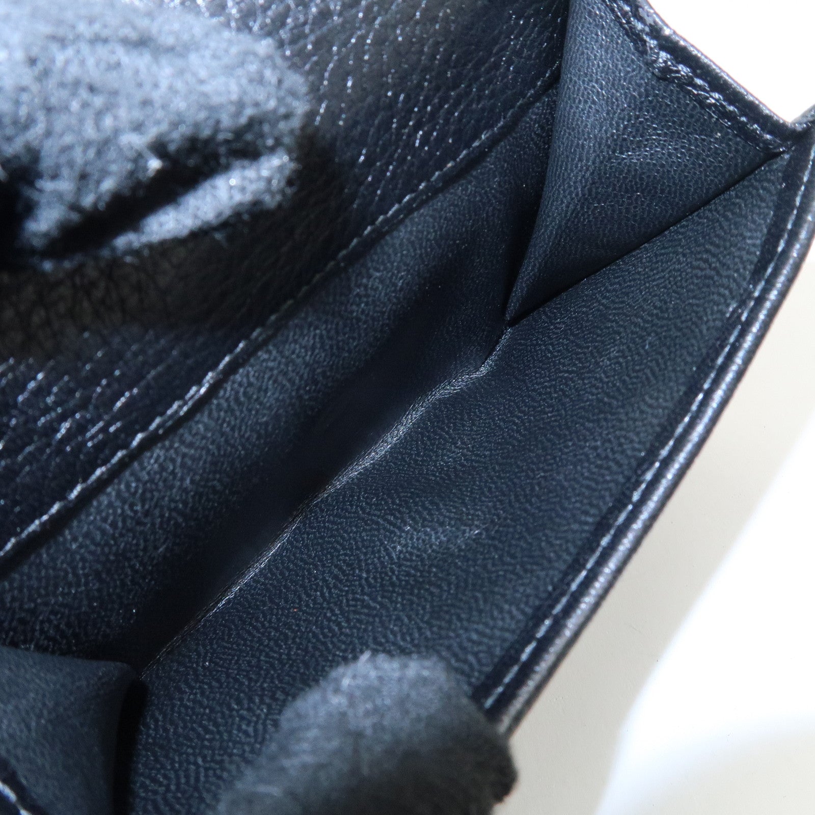 GUCCI Bamboo Leather W Hook Bi-fold Wallet Black 233049 Used