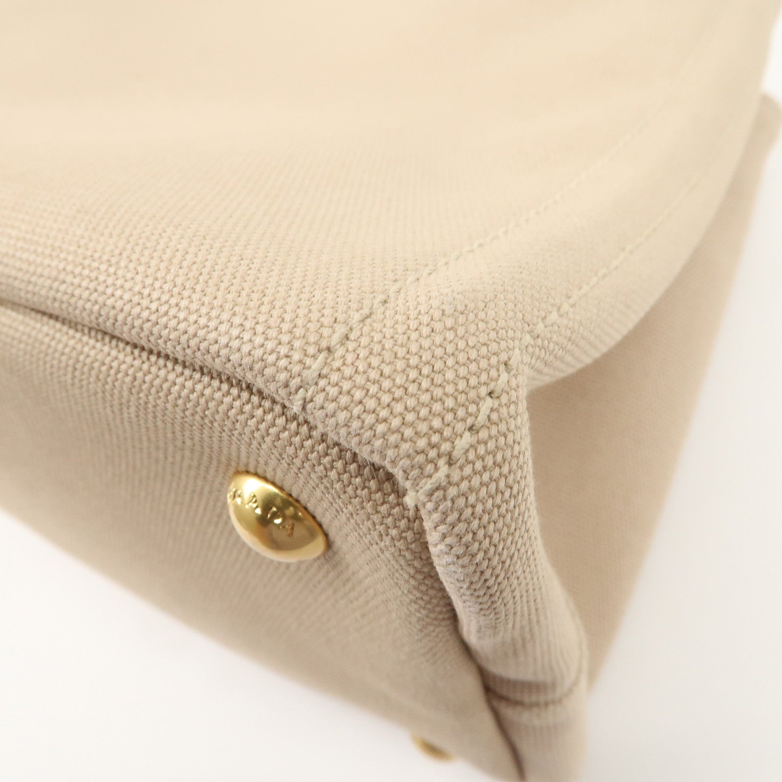 PRADA Hibiscus Canapa Mini Canvas Leather 2Way Bag Beige 1BG439 Used