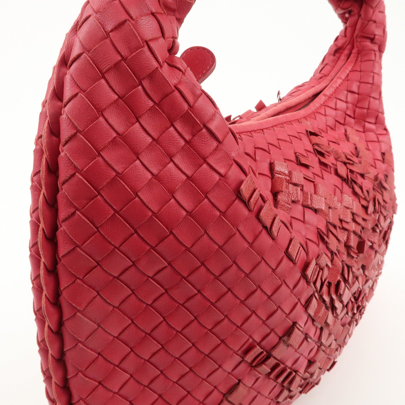 BOTTEGA VENETA Hobo Intrecciato Leather Shoulder Bag Pink 115653 Used