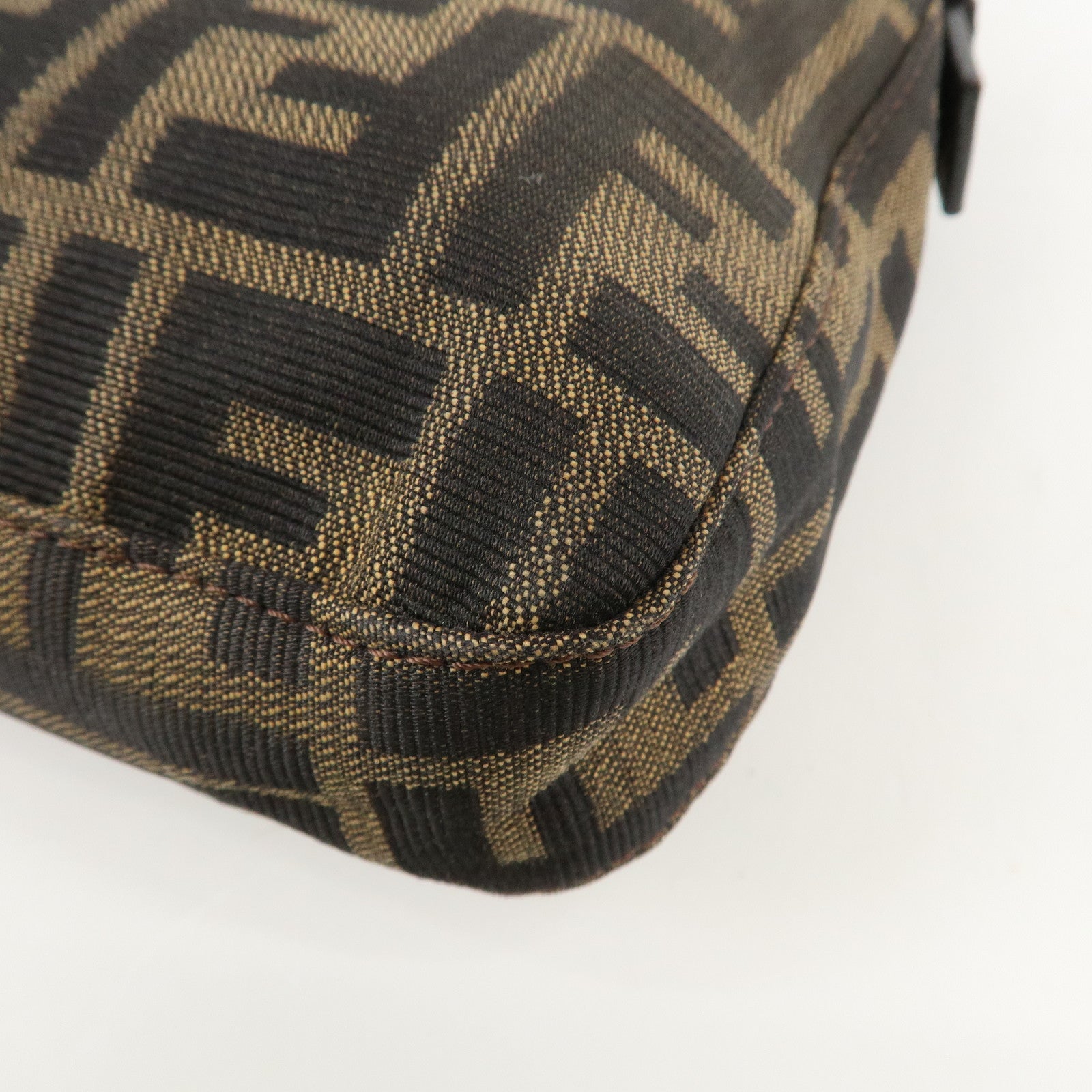 FENDI Mamma Baguette Zucca Canvas Shoulder Bag Brown Black 26424 Used