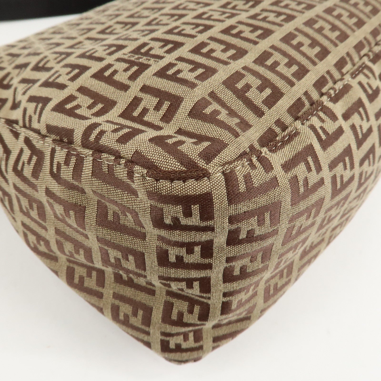 FENDI Zucchino Canvas Leather Mamma Bucket Shoulder Bag 8BR001 Used