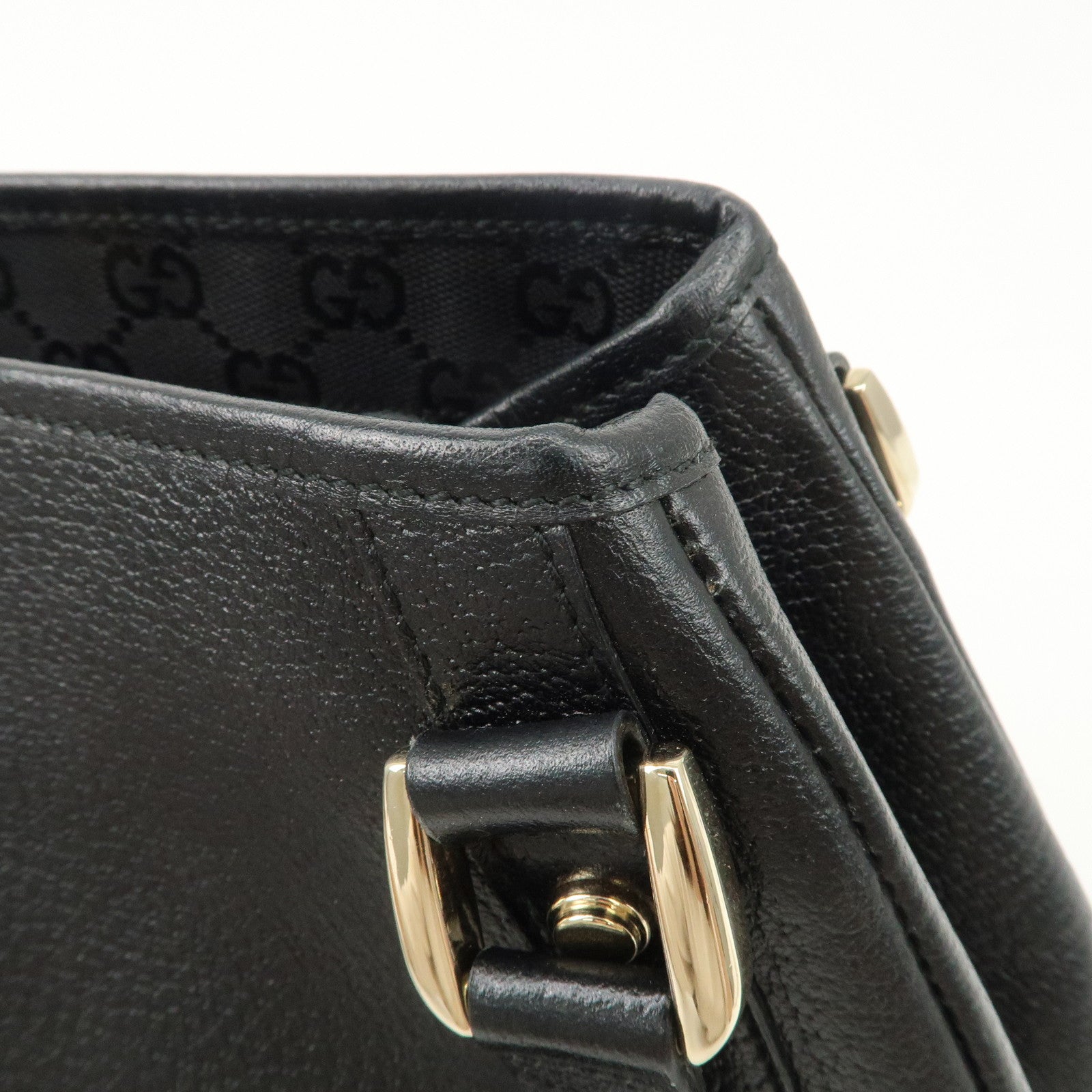 GUCCI Abbey Leather Tote Bag Hand Bag Black 130736 Used