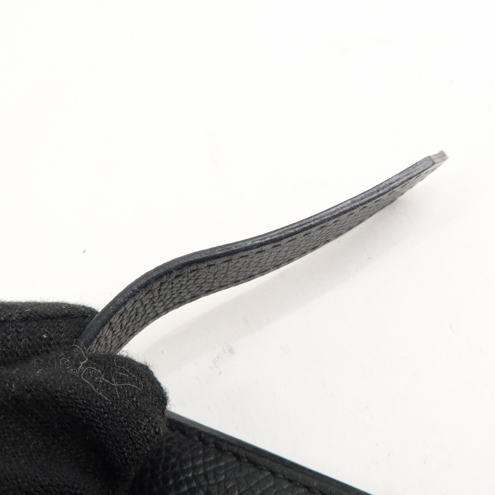 HERMES Leather Bearn Long Wallet M Stamped (around 2009) Black Used