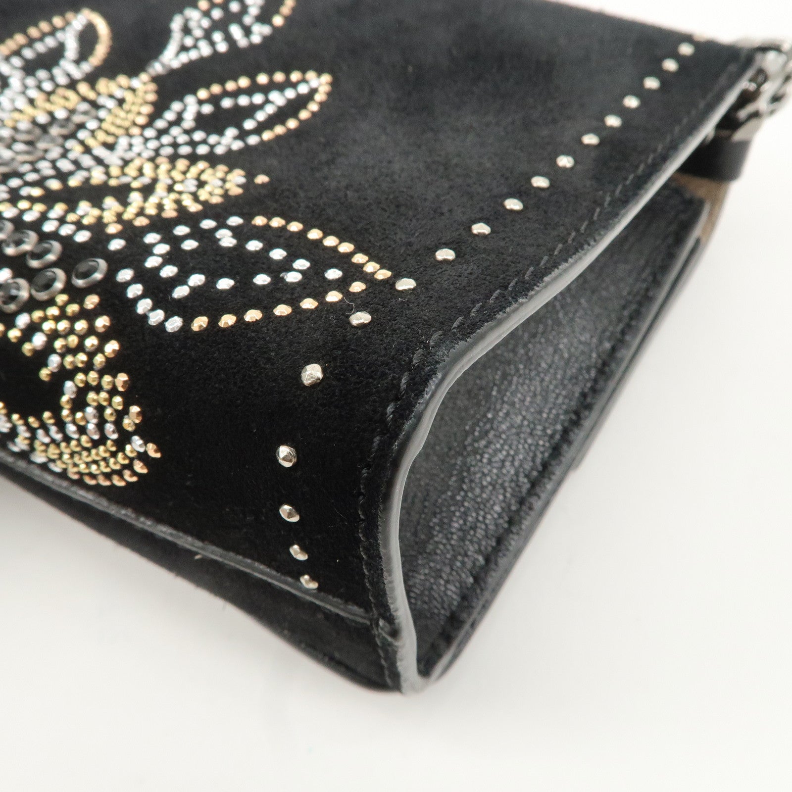 JIMMY CHOO Suede Leather Level Soft Mini Chain Shoulder Bag Used