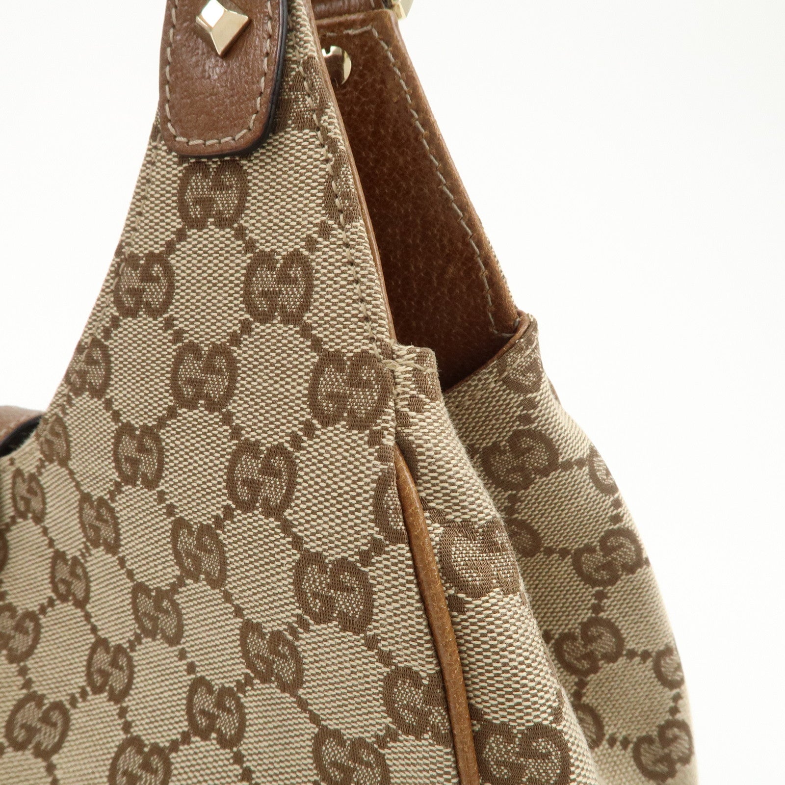 GUCCI New Jackie GG Canvas Leather Shoulder Bag Beige Brown 124407 Used