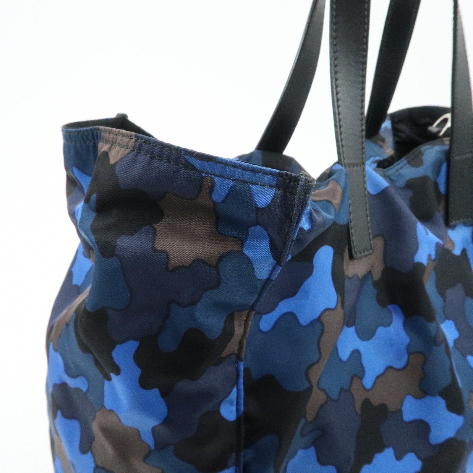 PRADA Logo Camouflage Nylon Leather 2Way Tote Shoulder Bag Used