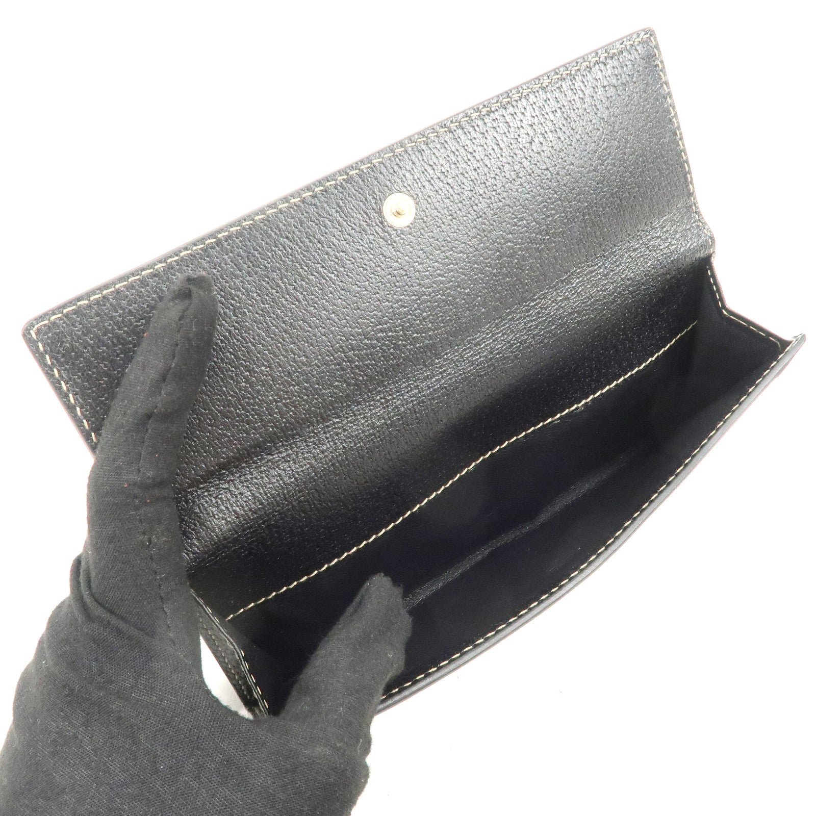 GUCCI Charmy Nylon Leather W Hook Long Wallet Black 153211 Used