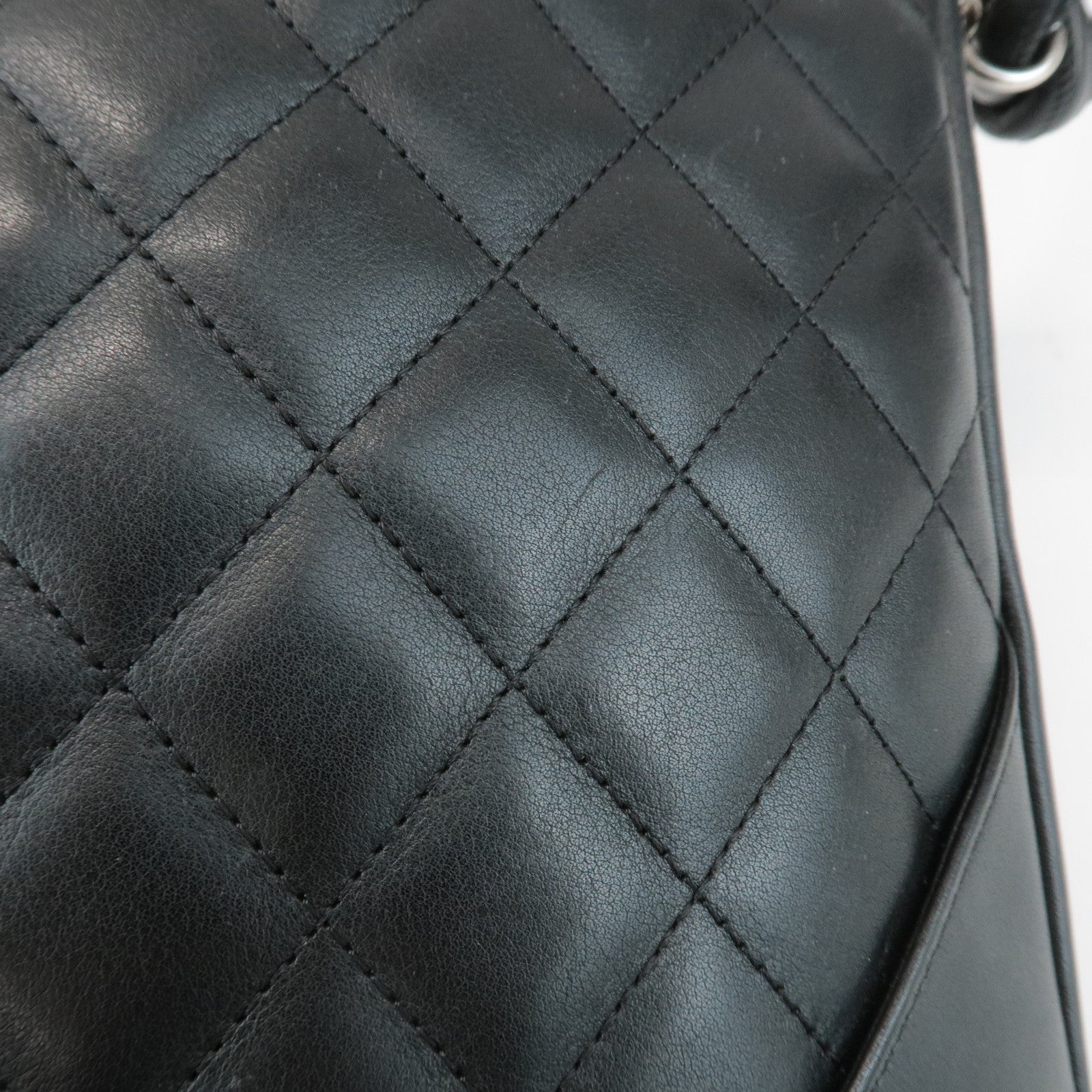 CHANEL Cambon Lamb Skin Medium Pochette Shoulder Bag A25178 Used