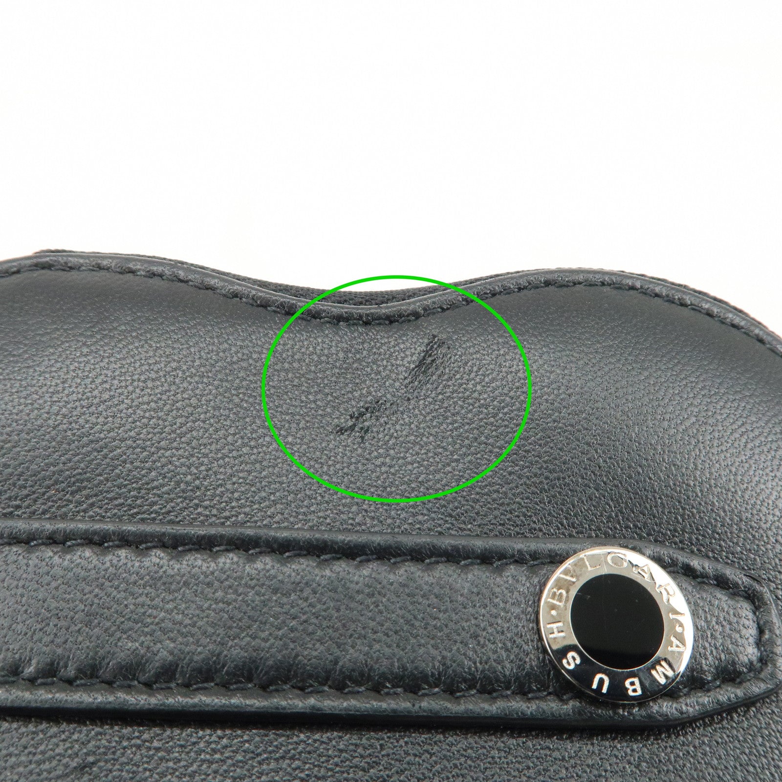 BVLGARI Leather AMBUSH Serpenti Heart Zipper Coin Case Black Used