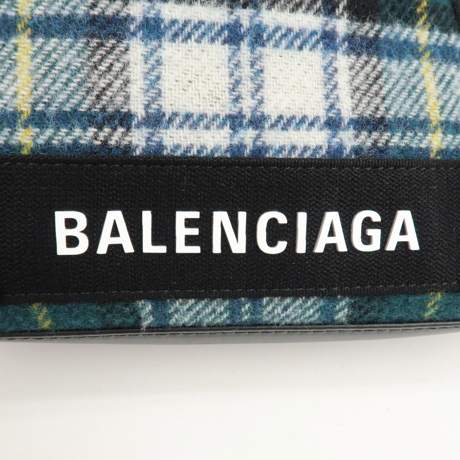 BALENCIAGA Wool Leather Navy Cabas XS Hand Bag Tote Bag 390346 Used