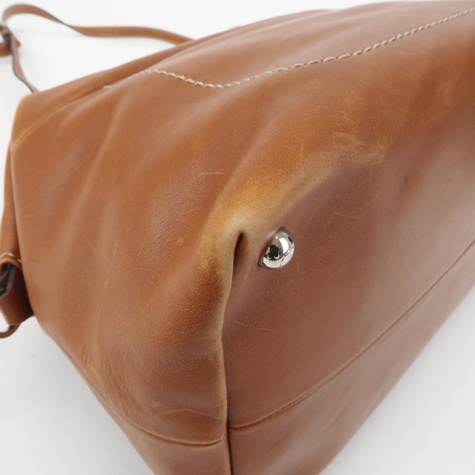 TOD'S Leather 2Way Bag Hand Bag Brown Used