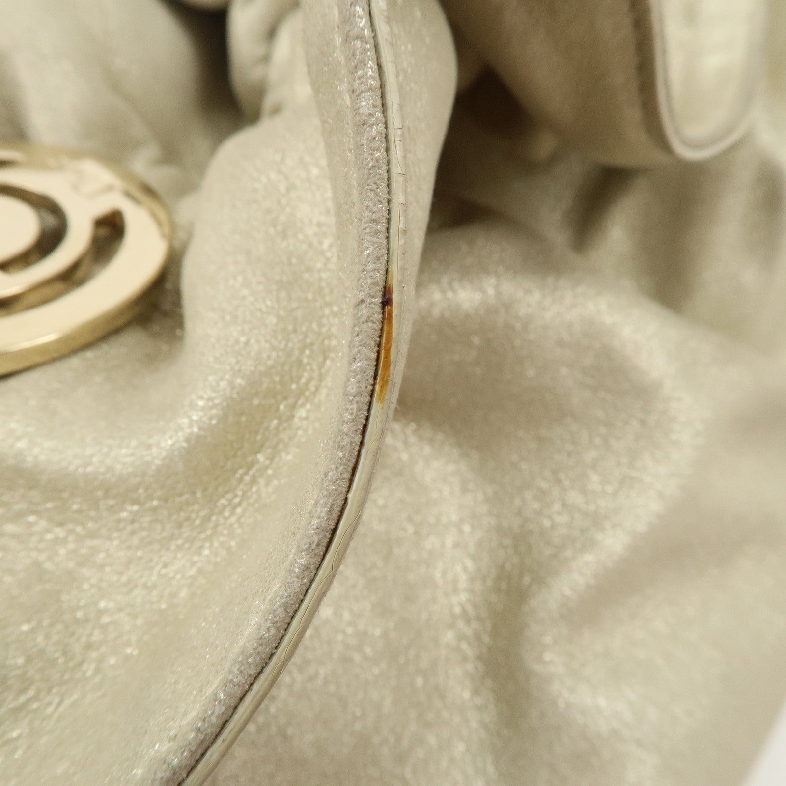 Christian Dior Leather Chain Shoulder Bag Tote Bag Silver Used