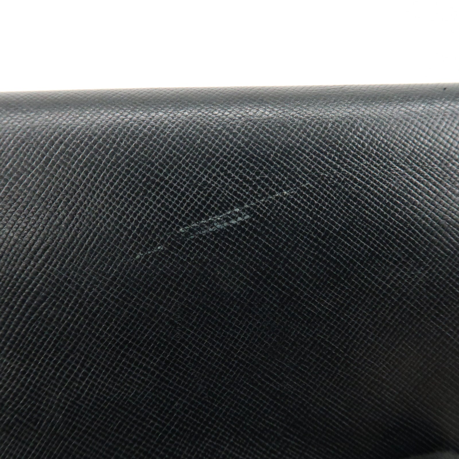 PRADA Leather Bi-fold Long Wallet Black Silver Hardware Used