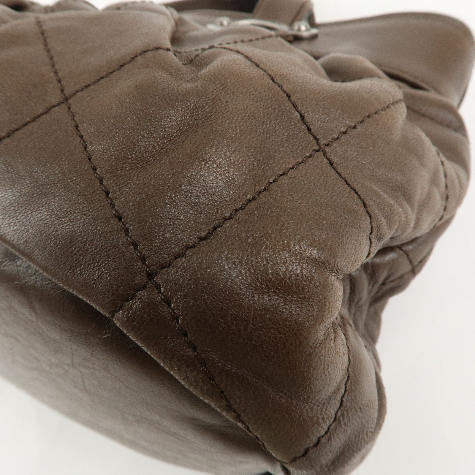 CHANEL Matelasse Leather Hand Bag Tote Bag Brown Used