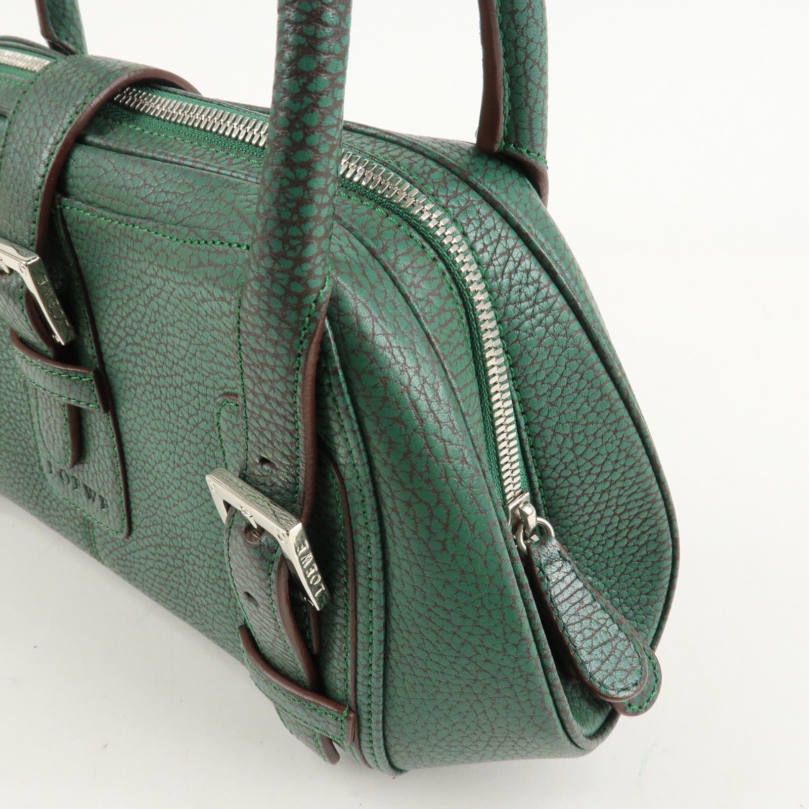 LOEWE Senda Leather Shoulder Bag Hand Bag Green Used