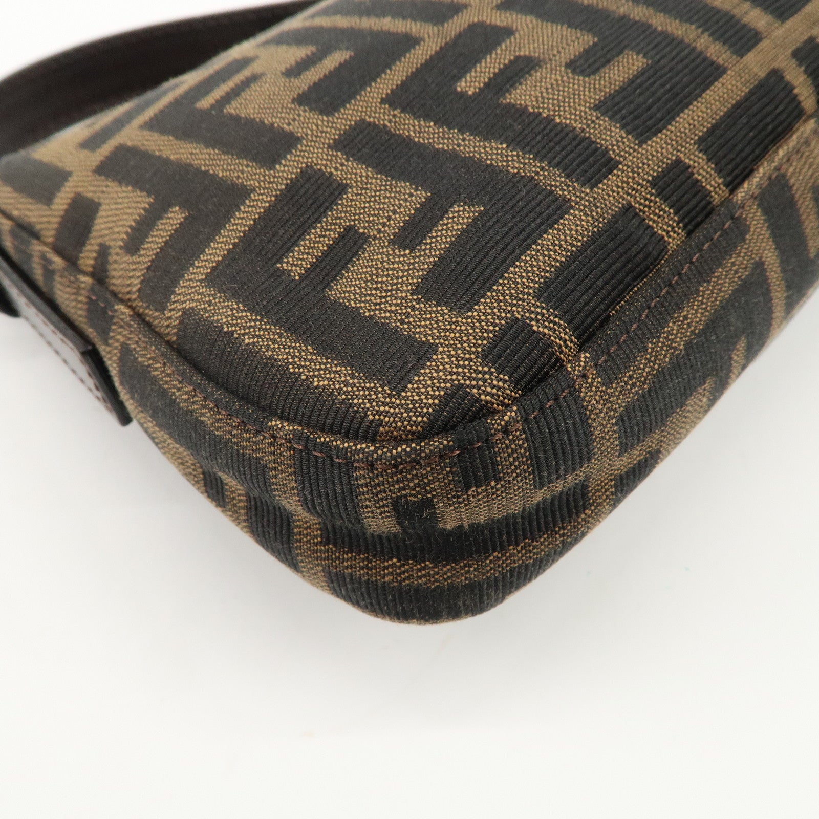 FENDI Mamma Baguette Zucca Canvas Leather Shoulder Bag 26424 Used