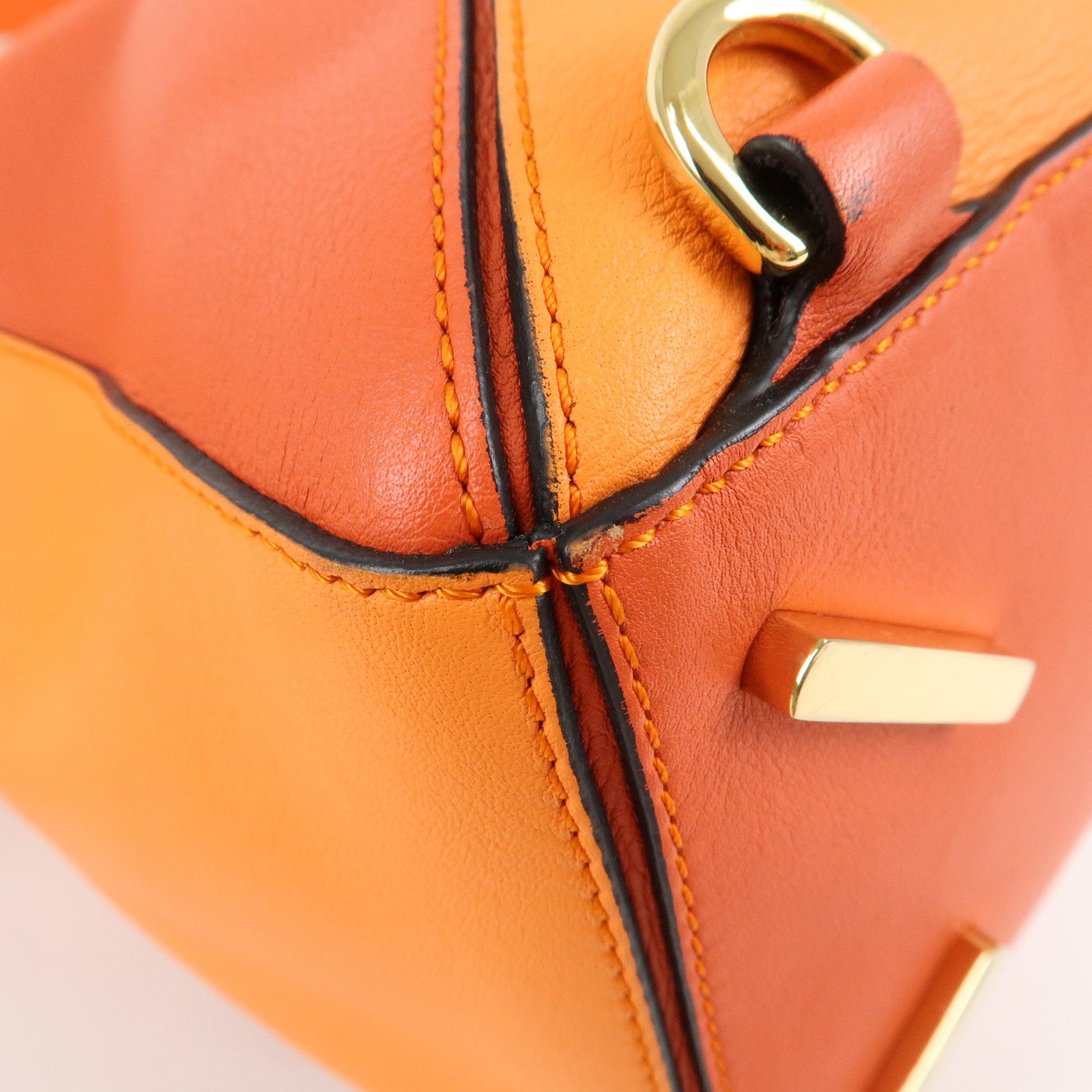 LOEWE Leather Puzzle Bag Medium 2Way Bag Shoulder Bag Orange Used