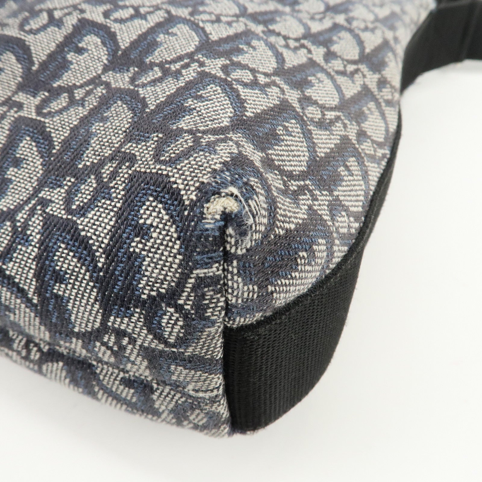 Christian Dior Trotter Canvas Leather Shoulder Bag  Navy White Used