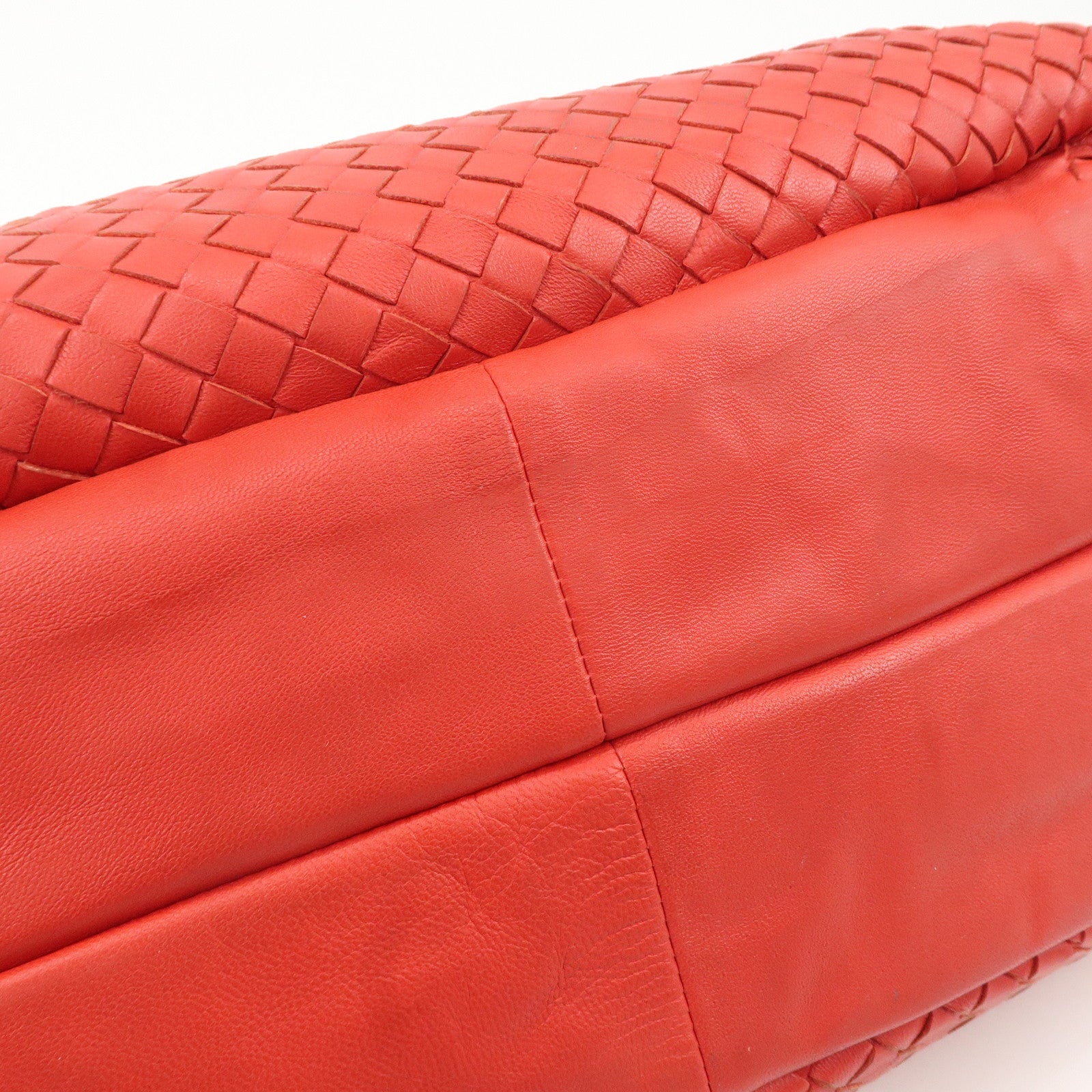 BOTTEGA VENETA Intrecciato Leather Campana Toto Bag Shoulder Bag Red Used