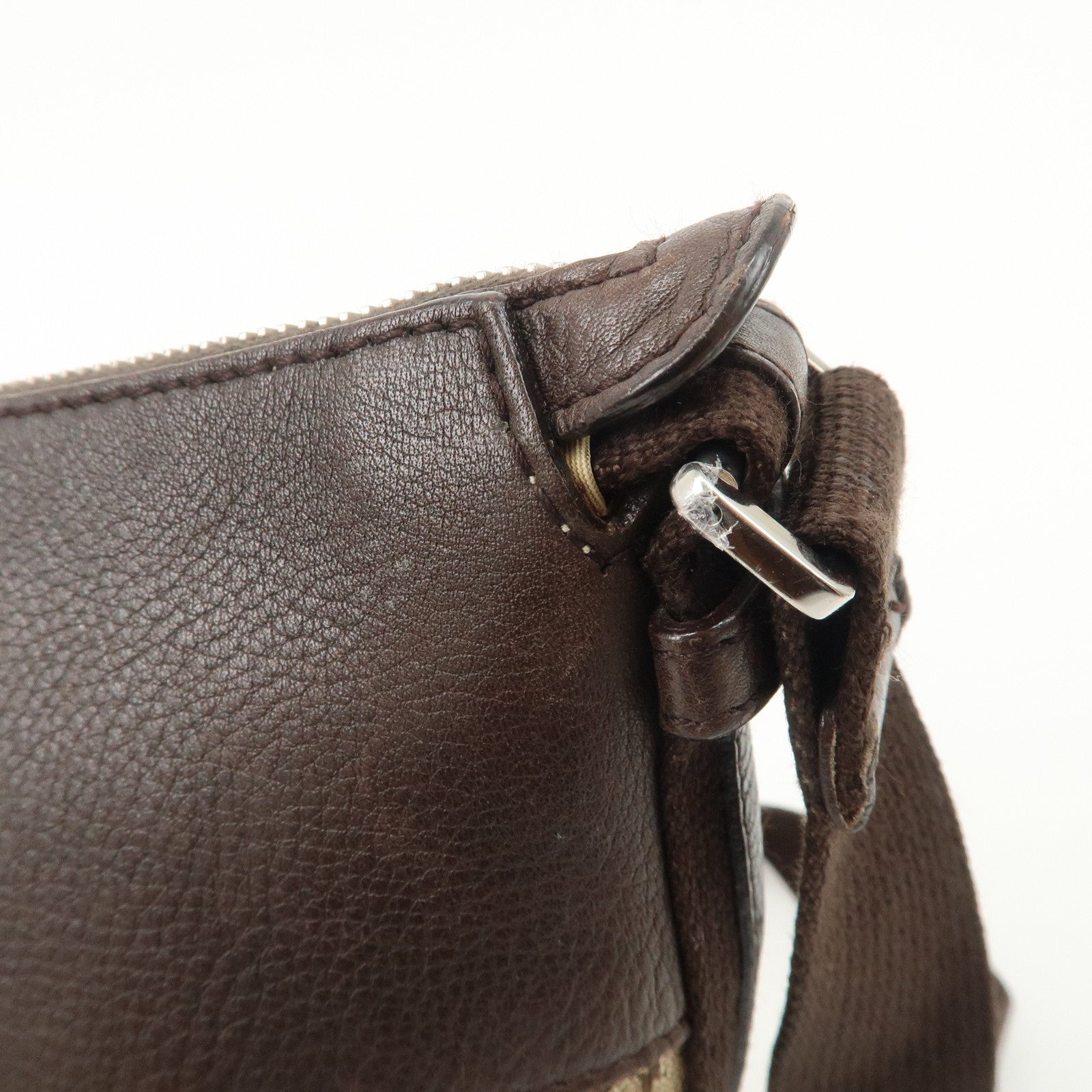 Christian Dior Trotter Canvas Leather Shoulder Bag Beige Brown Used