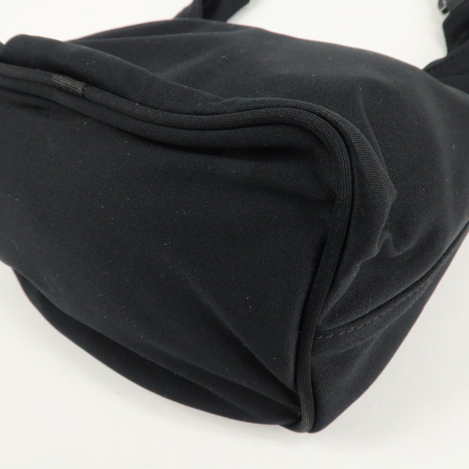 FENDI Cotton Leather Shoulder Bag Black 26686 Used