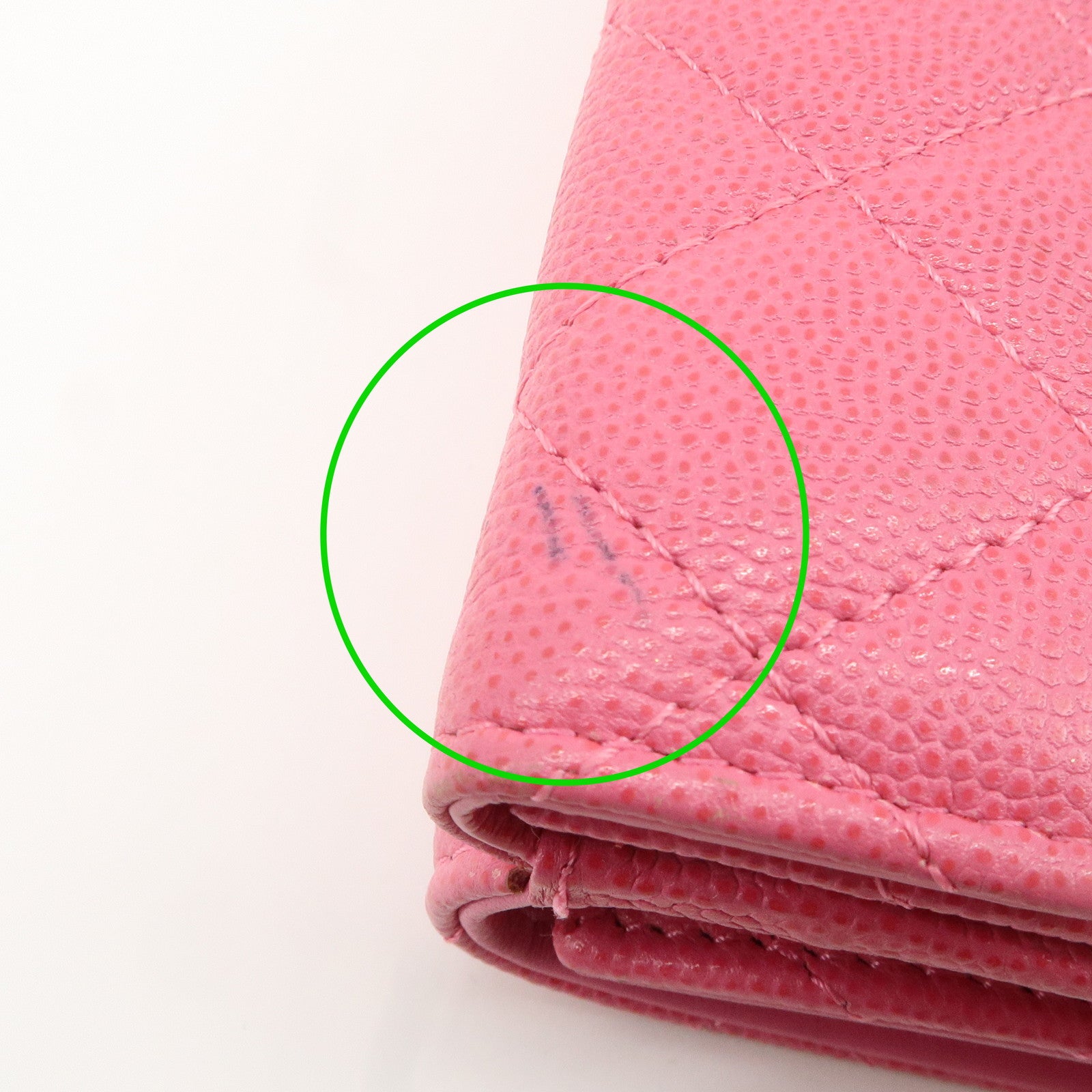 CHANEL Matelasse Caviar Skin Tri-Fold Wallet Pink A84401 Used