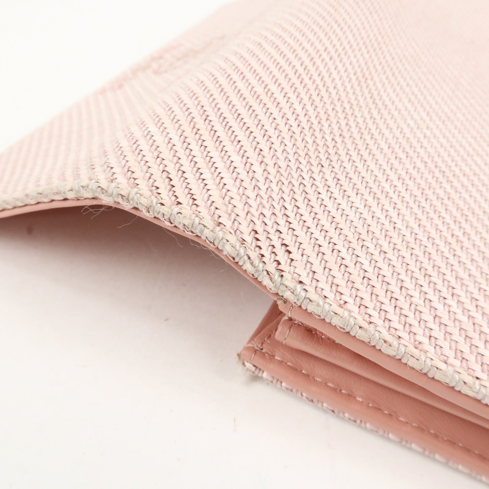 CHANEL Deauville Canvas Bi-fold Long Wallet Pink A80056 Used