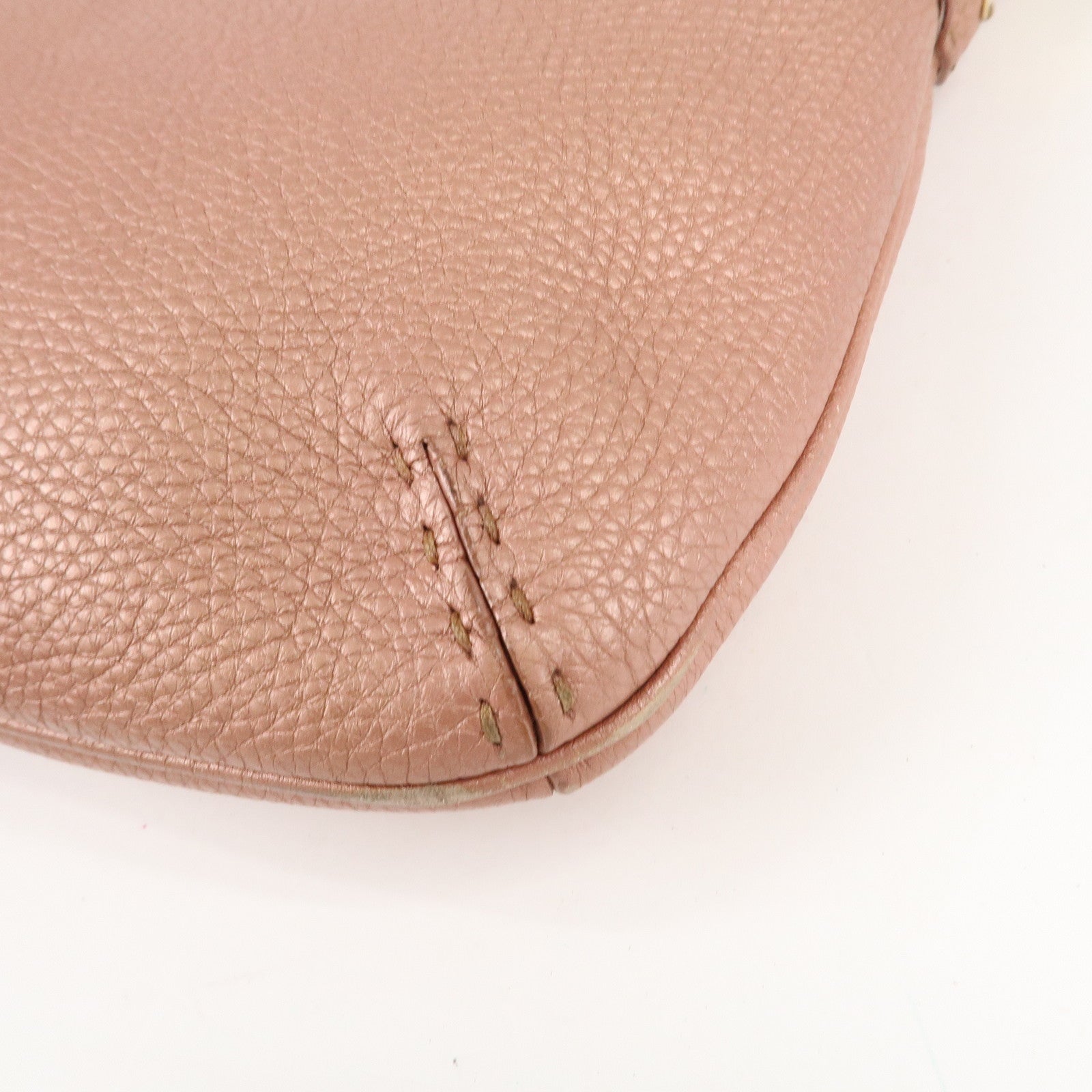 FENDI Zucca Canvas Leather Shoulder Bag Brown Black 8BT146 Used