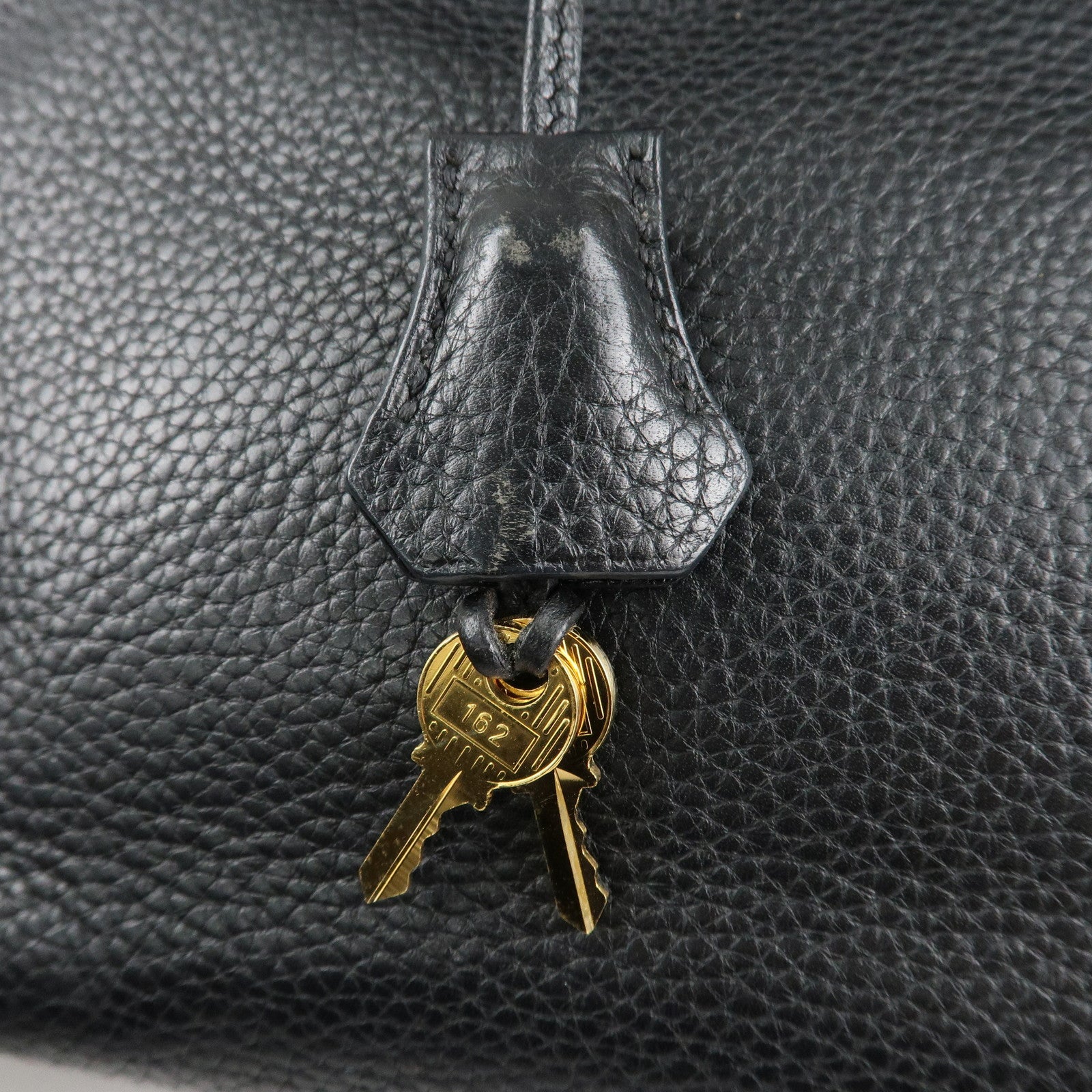 HERMES Taurillon Clemence Birkin 30 M stamped Black Gold Used