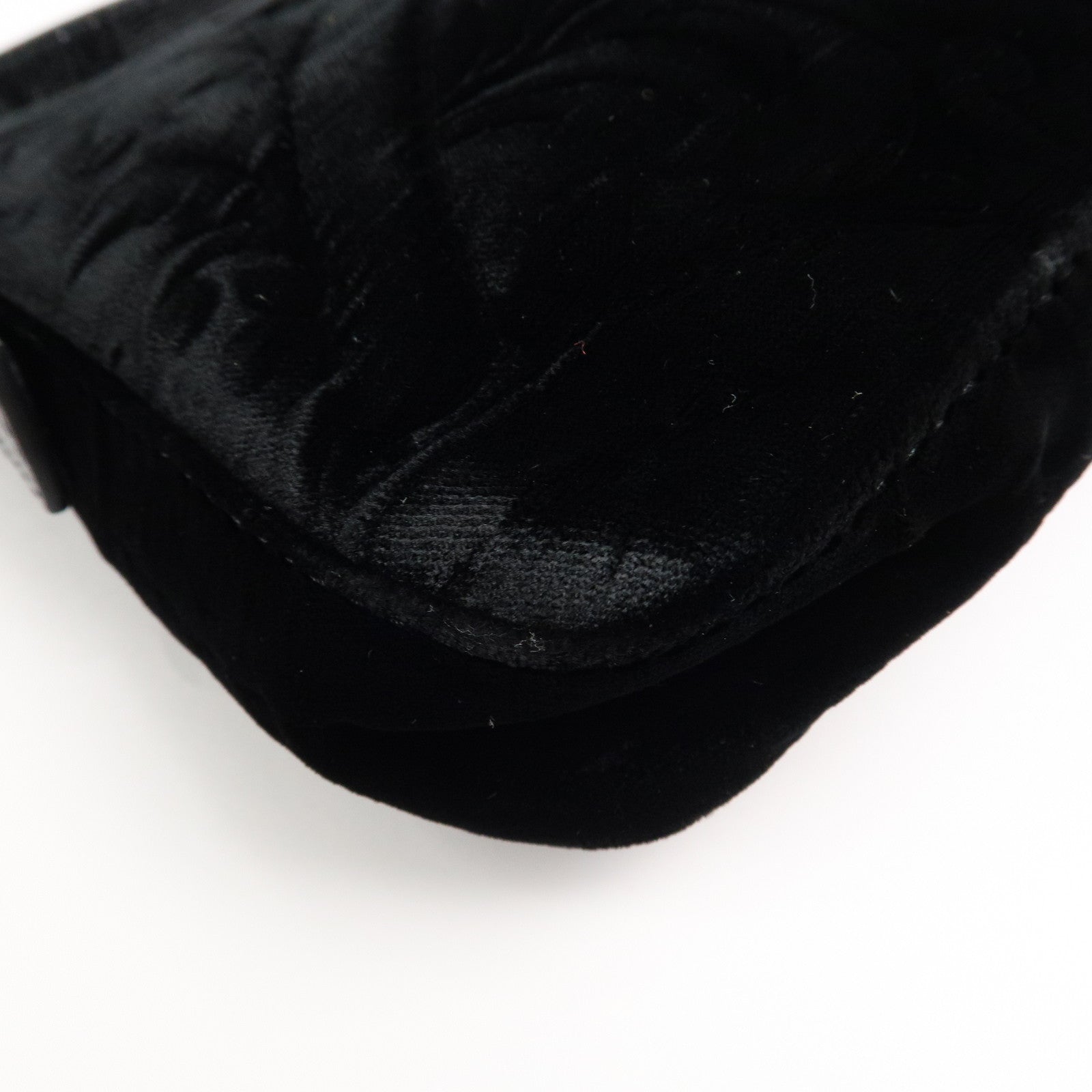 FENDI Mamma Baguette Polyester Leather Shoulder Bag Black 8BR000 Used