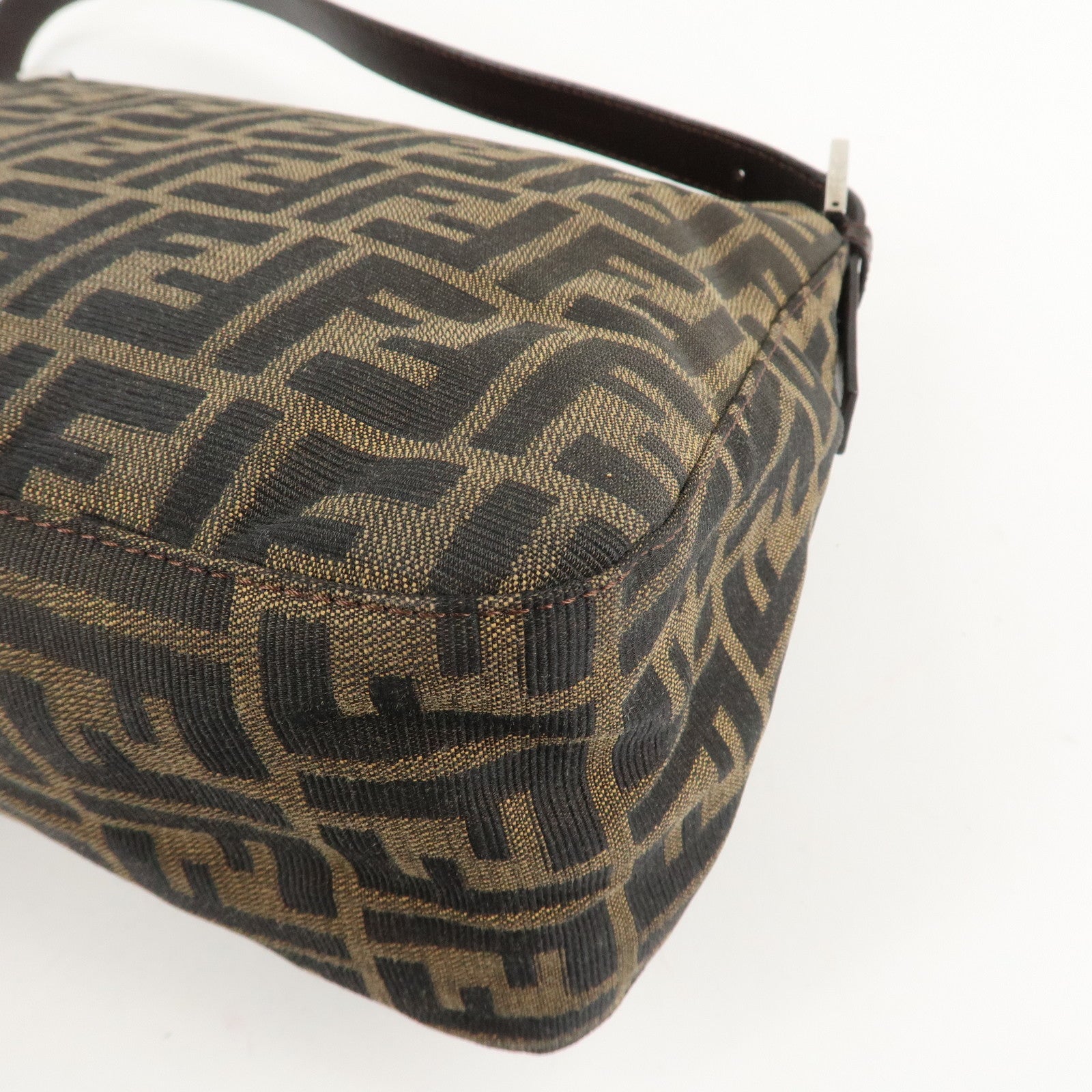 FENDI Mamma Baguette Zucca Canvas Leather Shoulder Bag 26325 Used