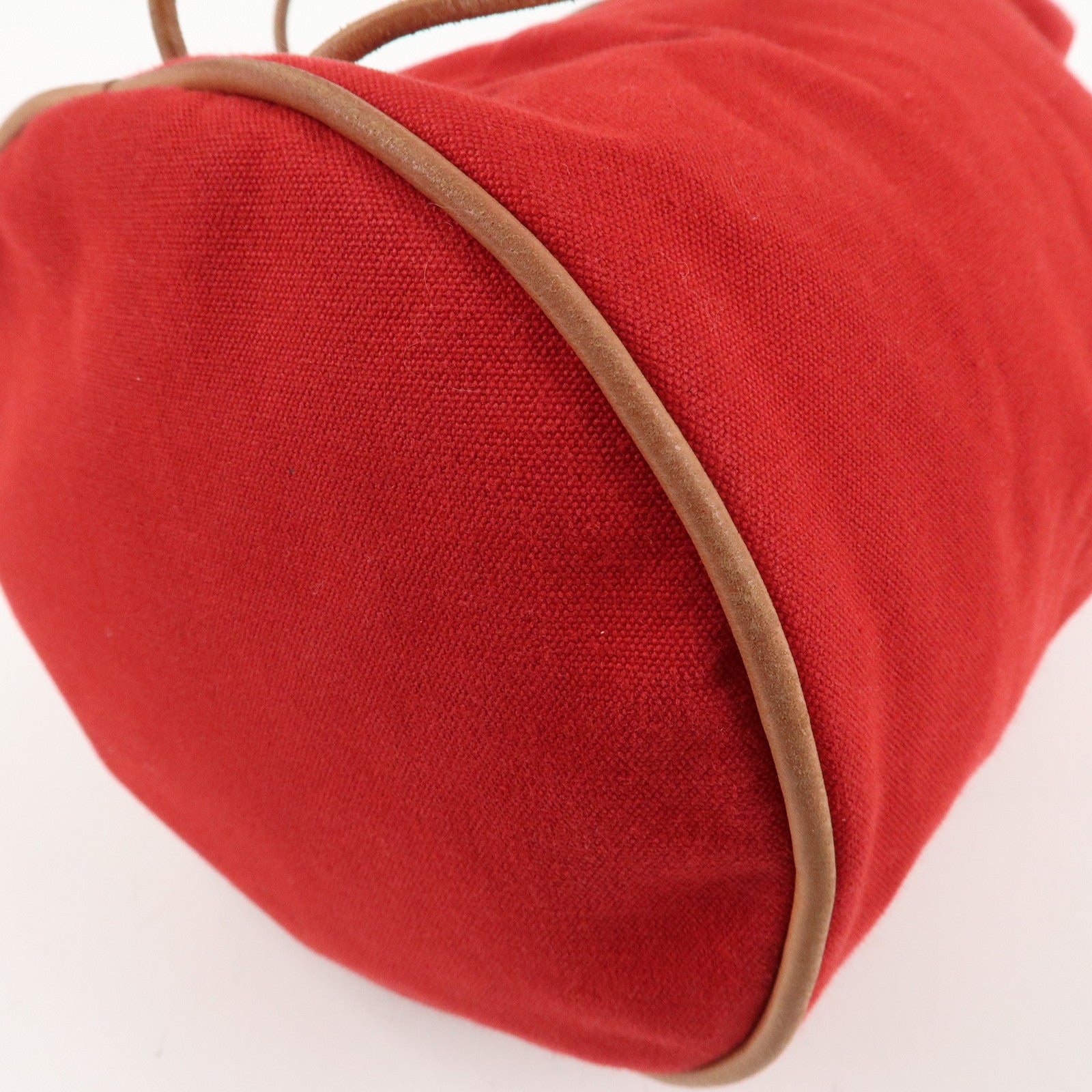 HERMES Canvas Leather Porochon Mimil PM Shoulder Bag Red Used