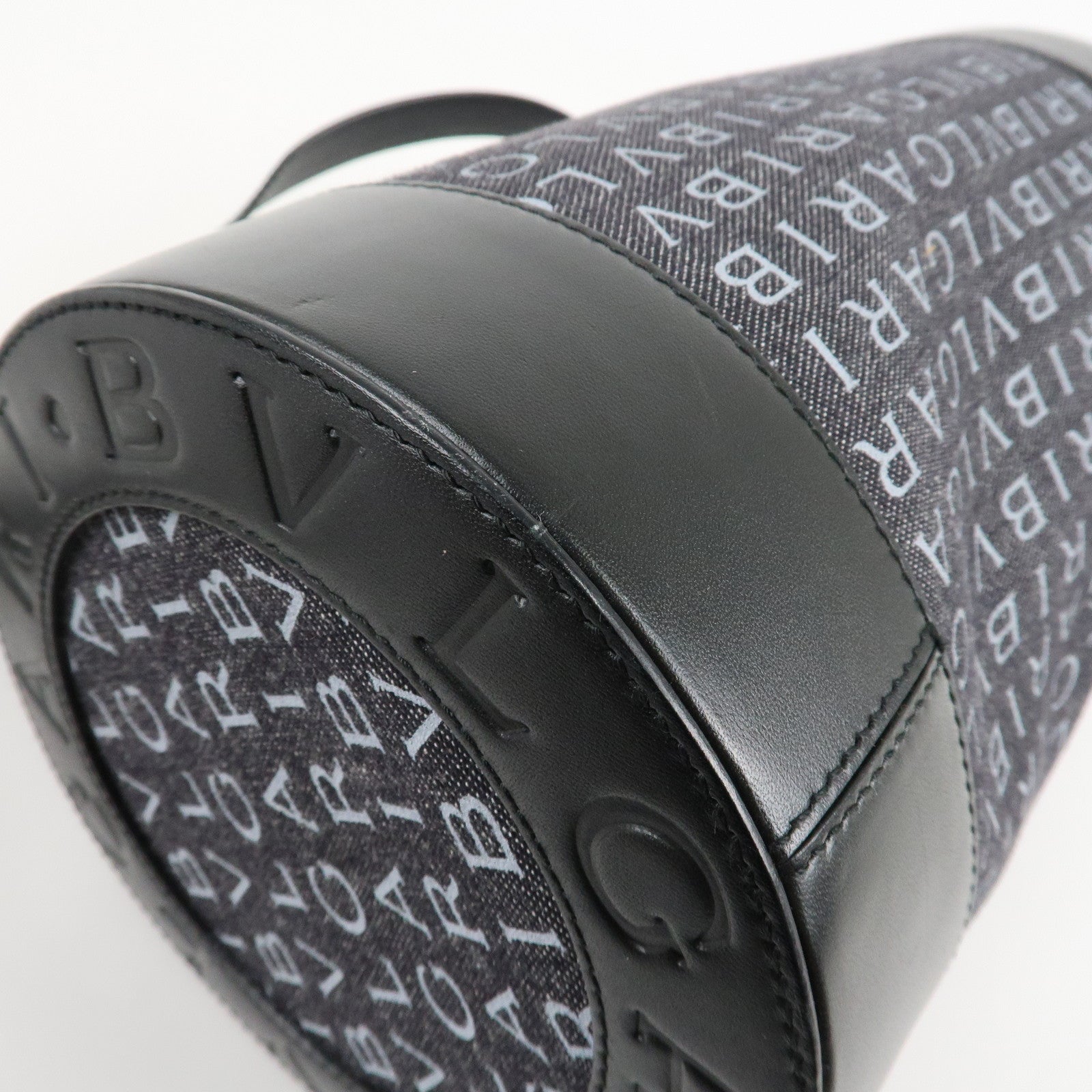 BVLGARI Logo Mania Canvas Leather B-Zero 1 Shoulder Bag Black Used