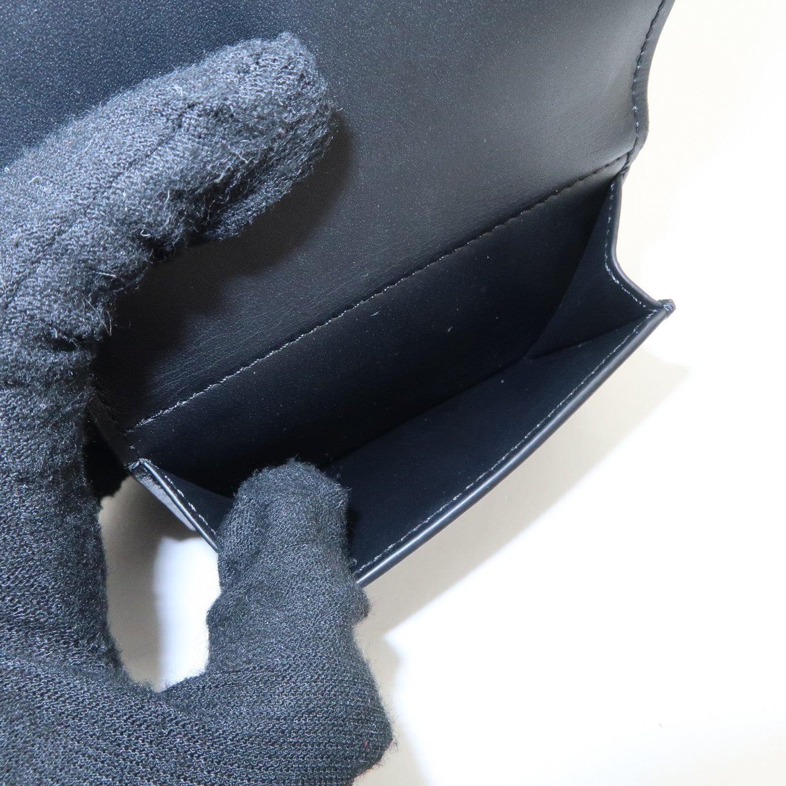 LOEWE Anagram Leather Tri-fold Wallet Black Used