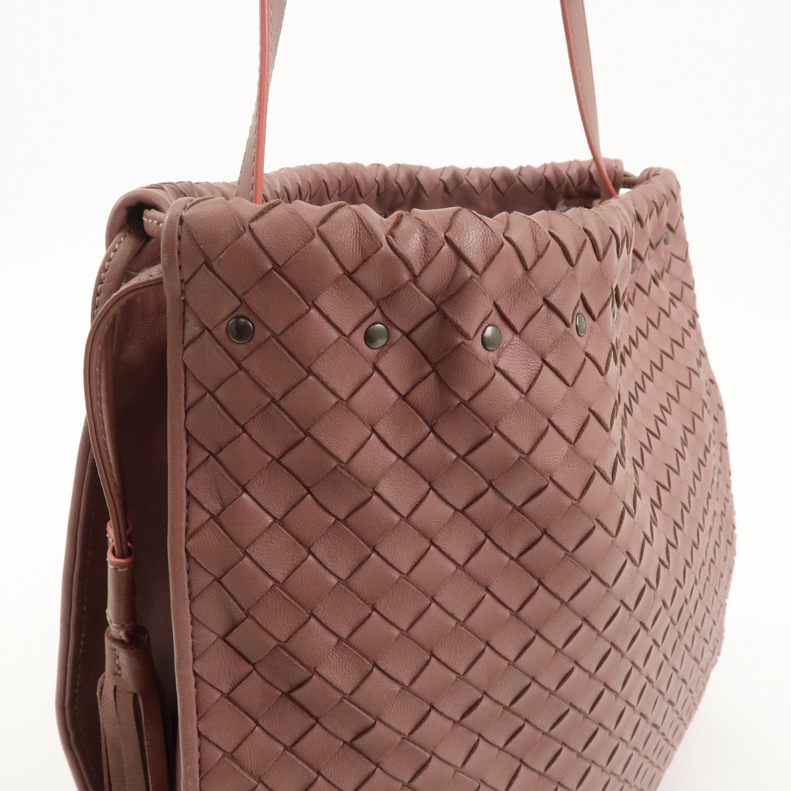 BOTTEGA VENETA Intrecciato Leather Shoulder Bag 323765 Used
