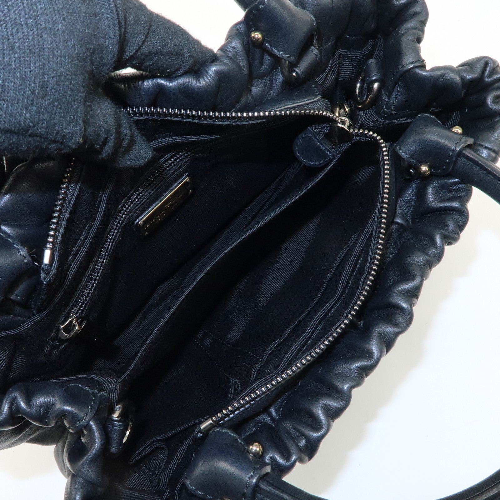 Salvatore Ferragamo Leather Hand Bag Black Used