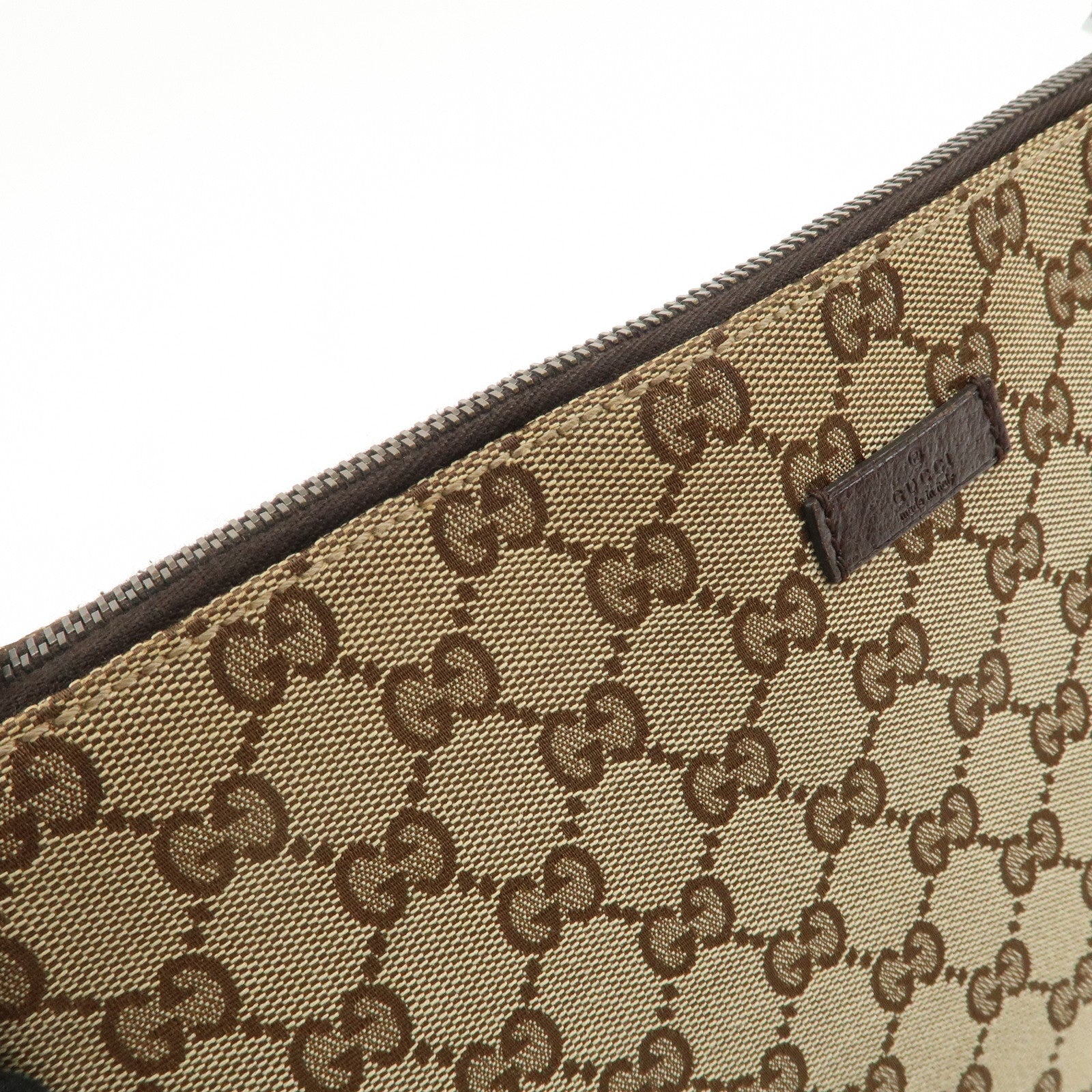 GUCCI GG Canvas Leather Shoulder Bag Beige Brown 114273 Used