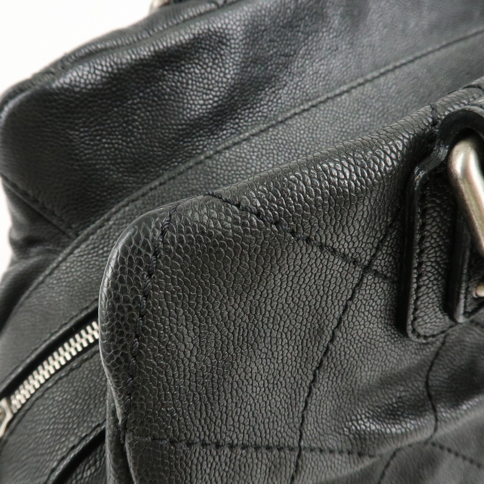 CHANEL Matelasse Caviar Skin Boston Bag Hand Bag Black A33046 Used
